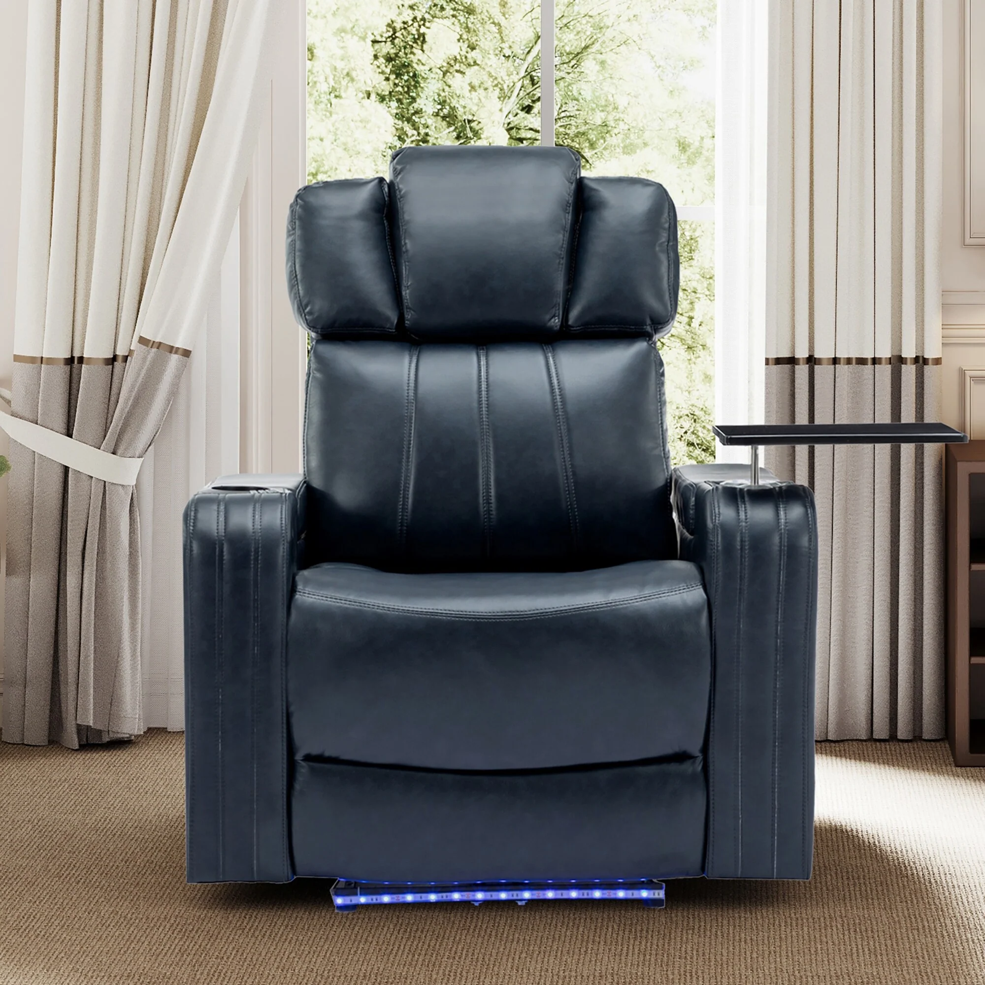 Power Recliner Chair with Cooling Cup Holder, Bluetooth & Tray Table