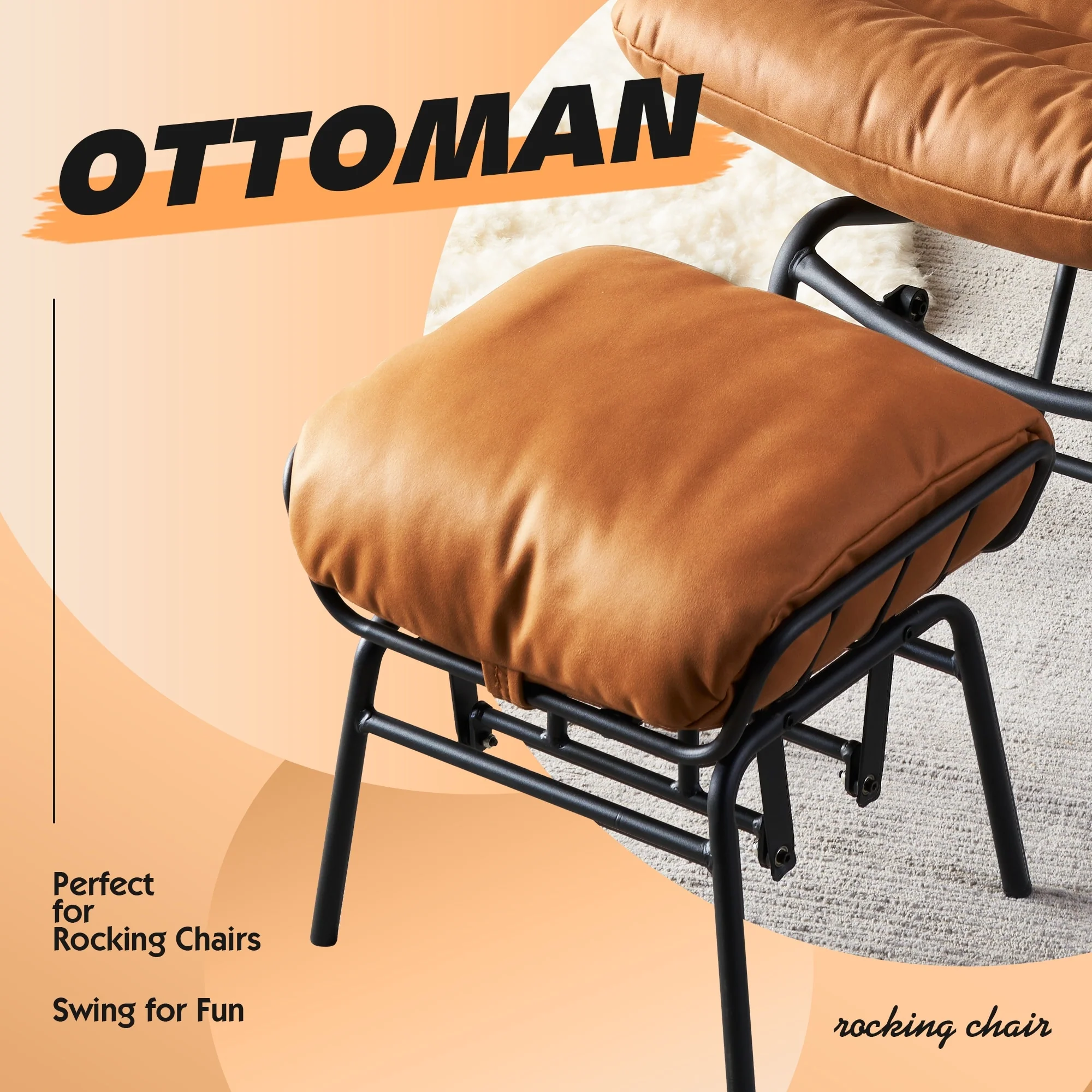 OVIOS Living Room Accent Chair Rocking Recliner Chair with Ottoman