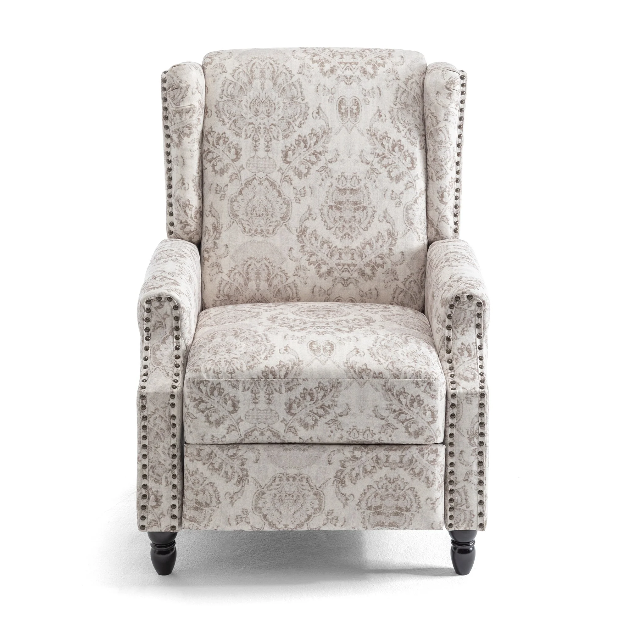 Linen Manual Upholstered Recliner with Wood Legs