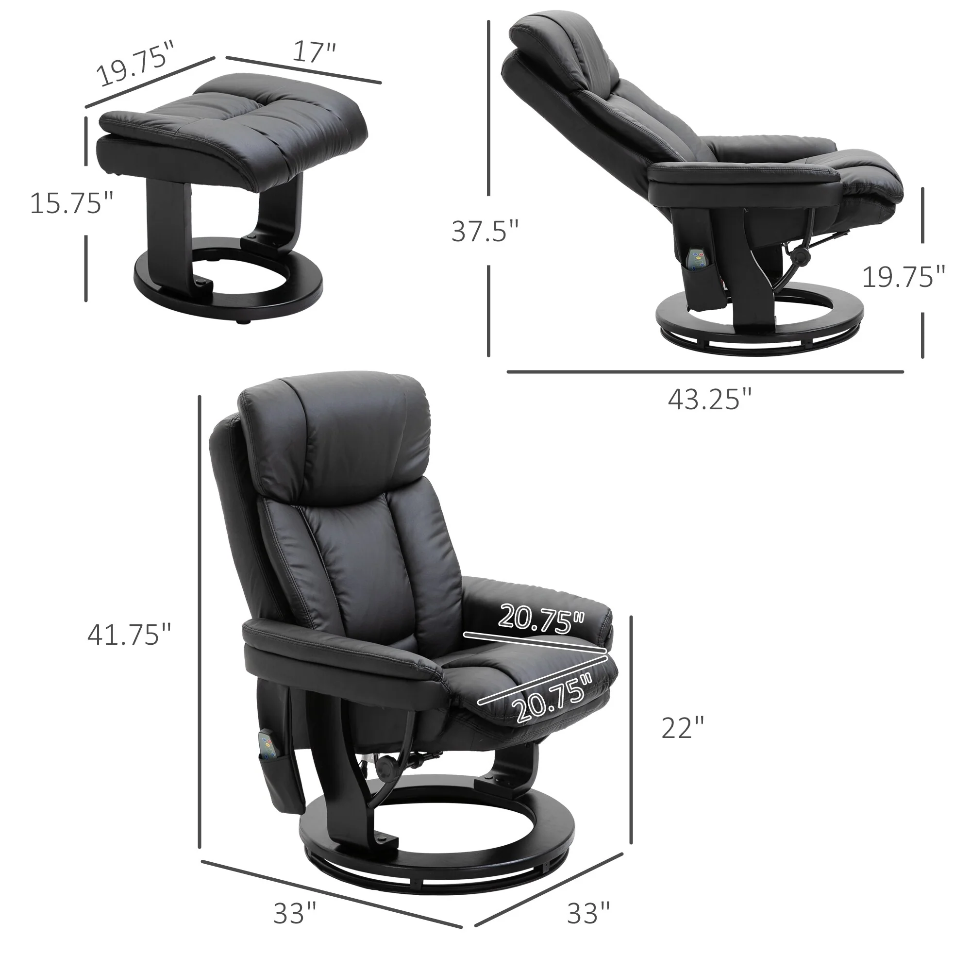 Massage Recliner Chair with Ottoman 10 Point Vibration