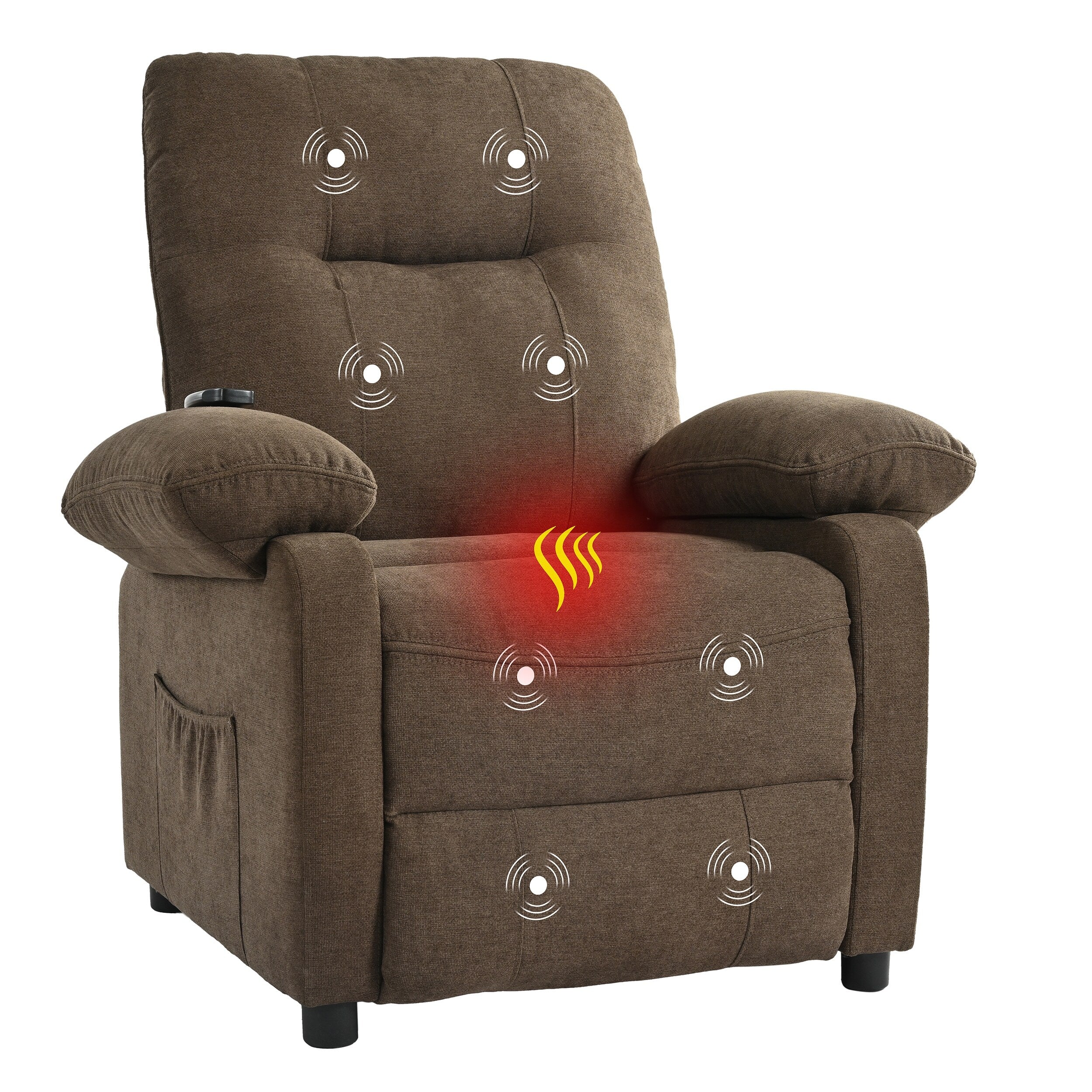Black Manual Recliner with Massage, Heat, and Solid Wood Frame