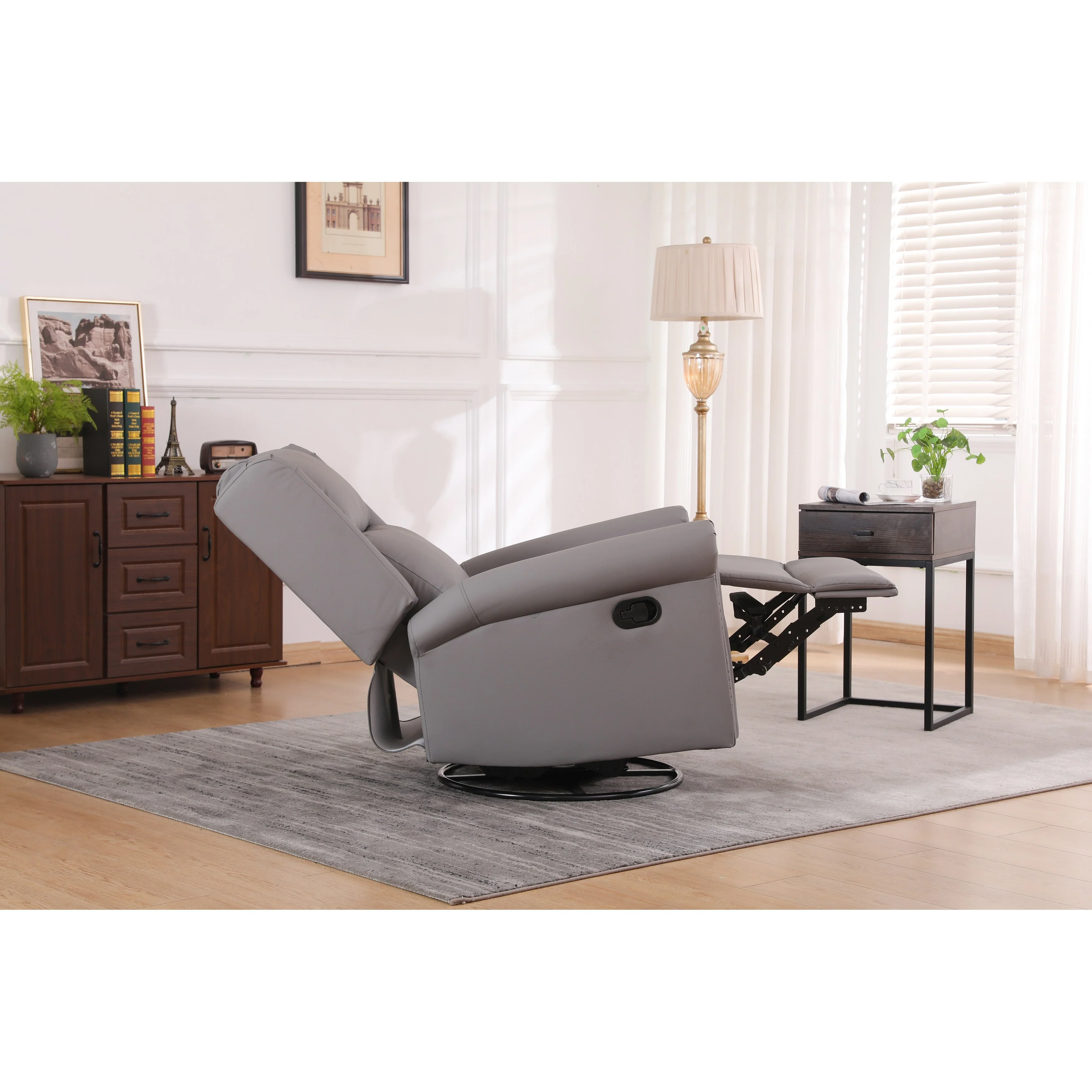 Ergonomic Swivel Rocker Recliner Chair with USB?C & Lumbar Cushion