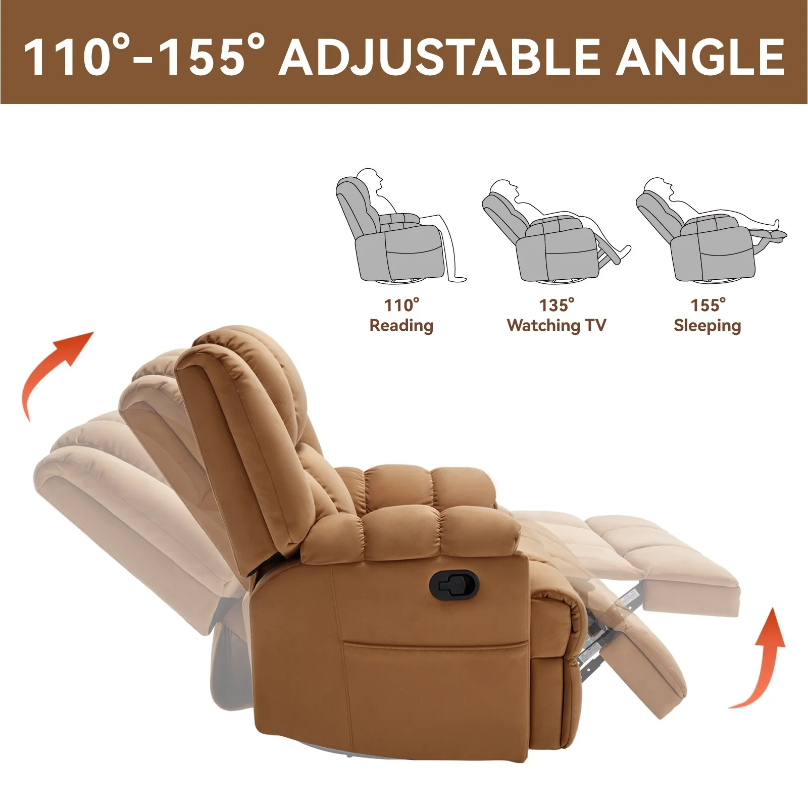 Manual Recliner Chair with Rocker and Swivel