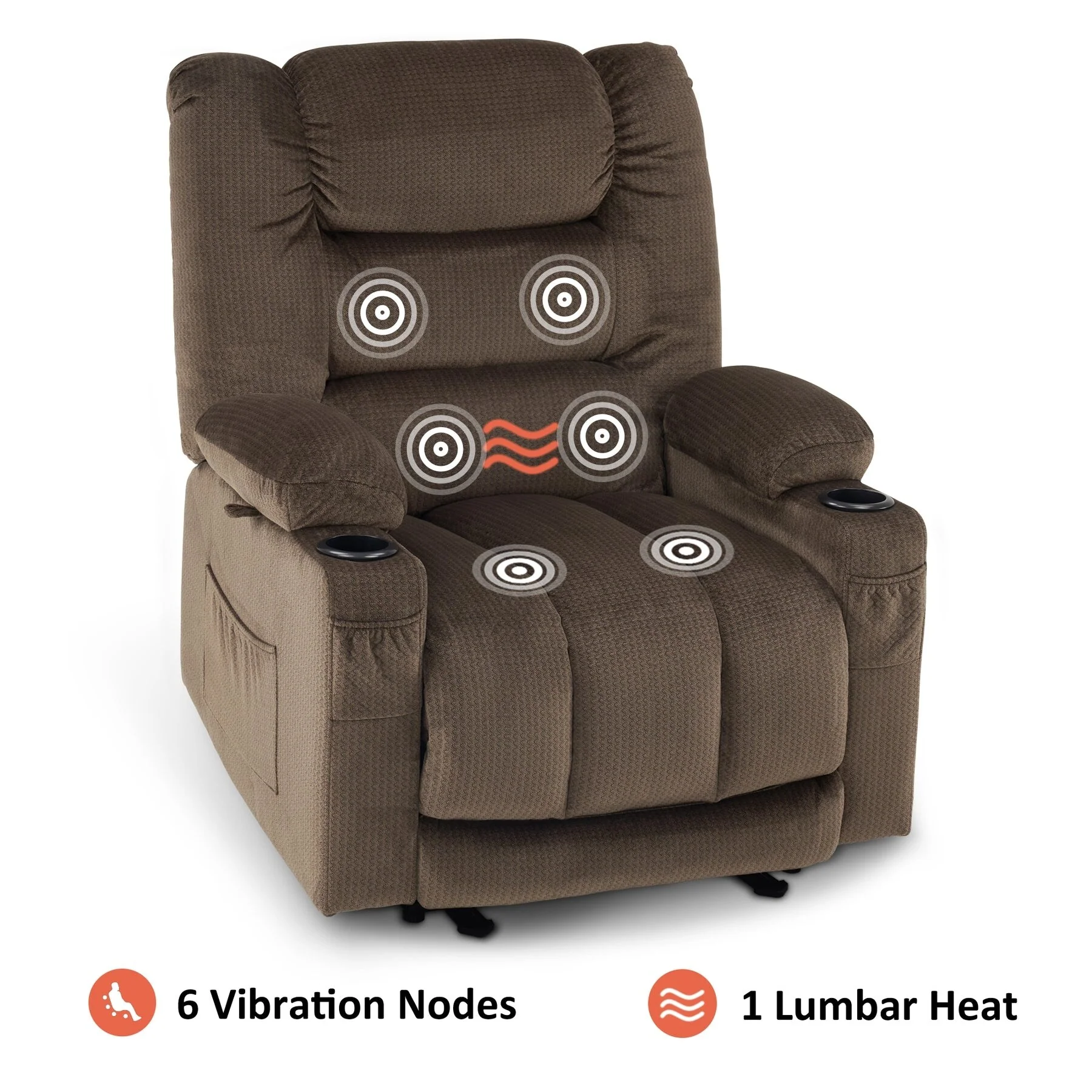 MCombo Electric Power Recliner Chair with Heat and Massage, Fabric 6079/PR670