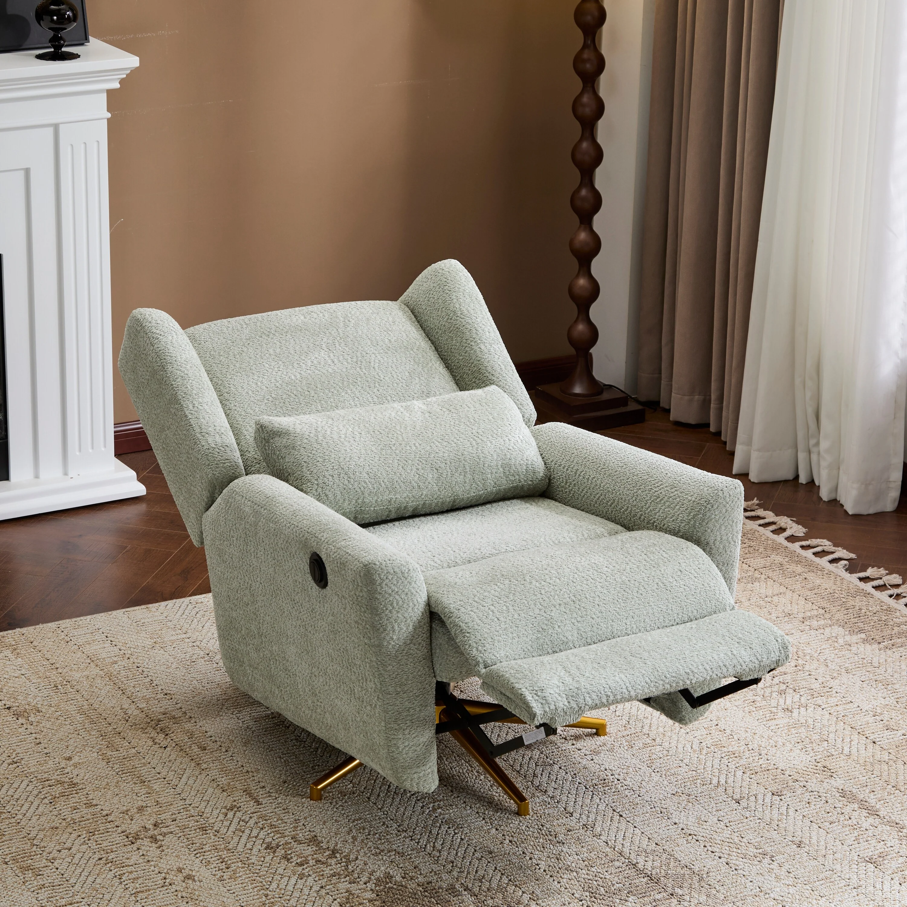 Christopher Knight Home - Starling Power Swivel Recliner With Gold Metal Base