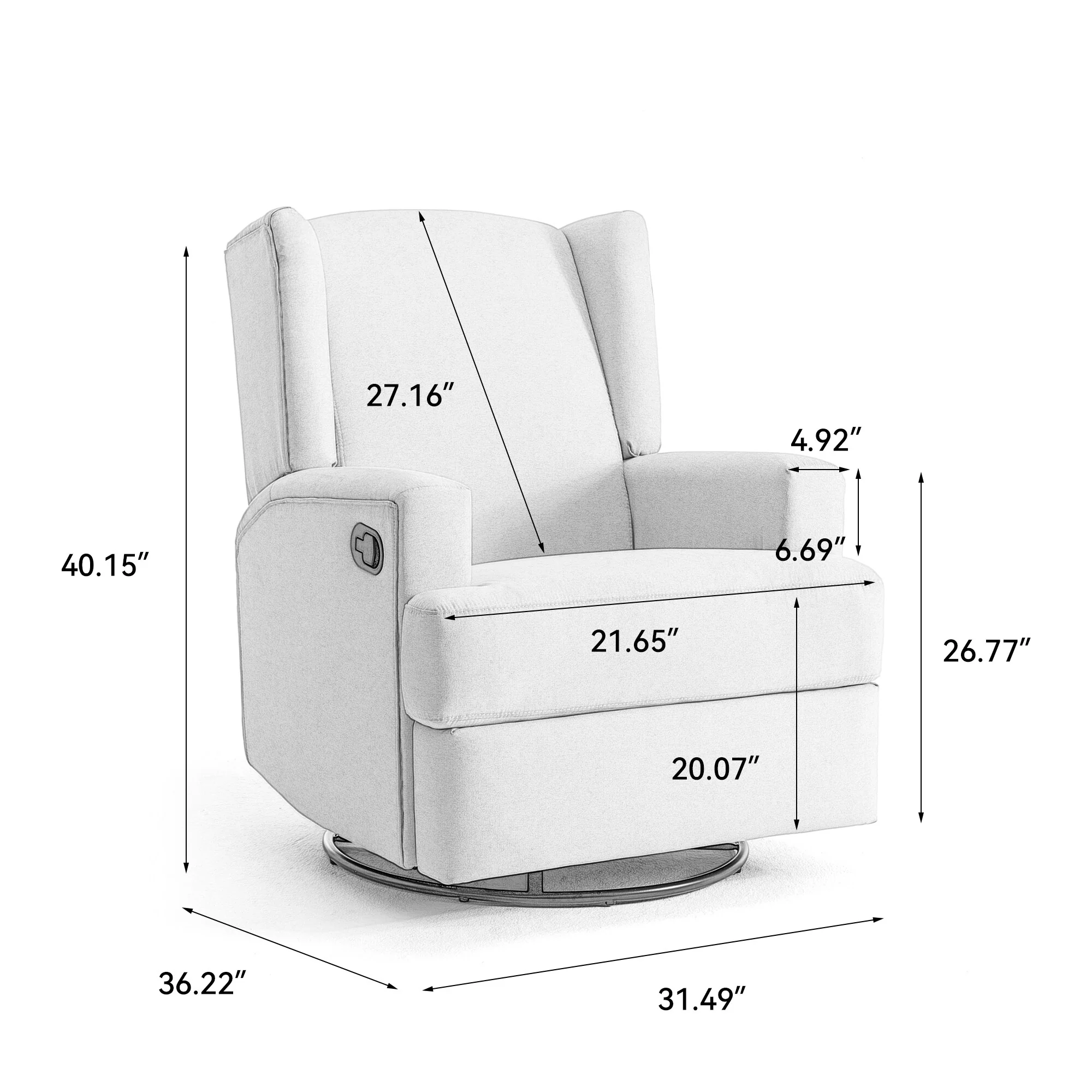 31'' W Manual Glider Swivel Glider Rocker Recliner Nursery Set of 2