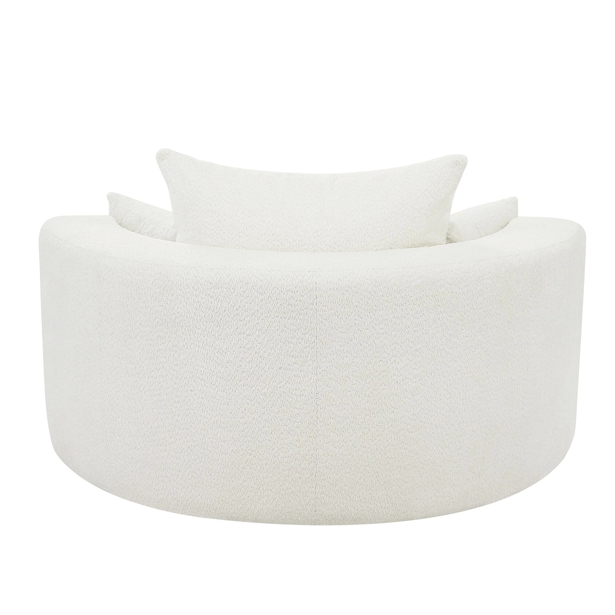 Chenille Accent Barrel Chair Lounge Chair, Round Sofa Chair Armchair with 360-Degree Swivel Base and 3 Removable Pillows