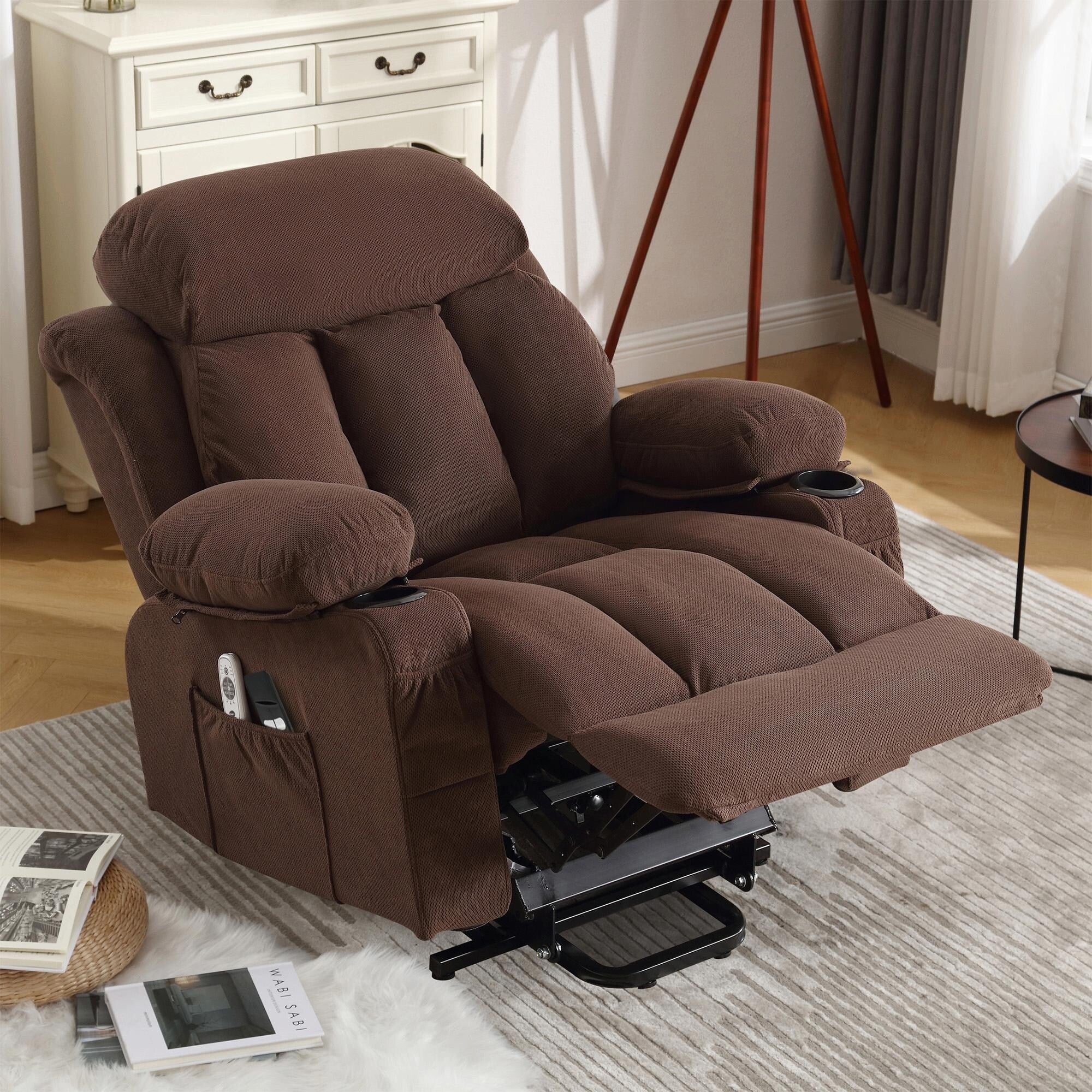 Power Lift Recliner Chair with Heat and Massage, Electric Fabric Recliner Chair