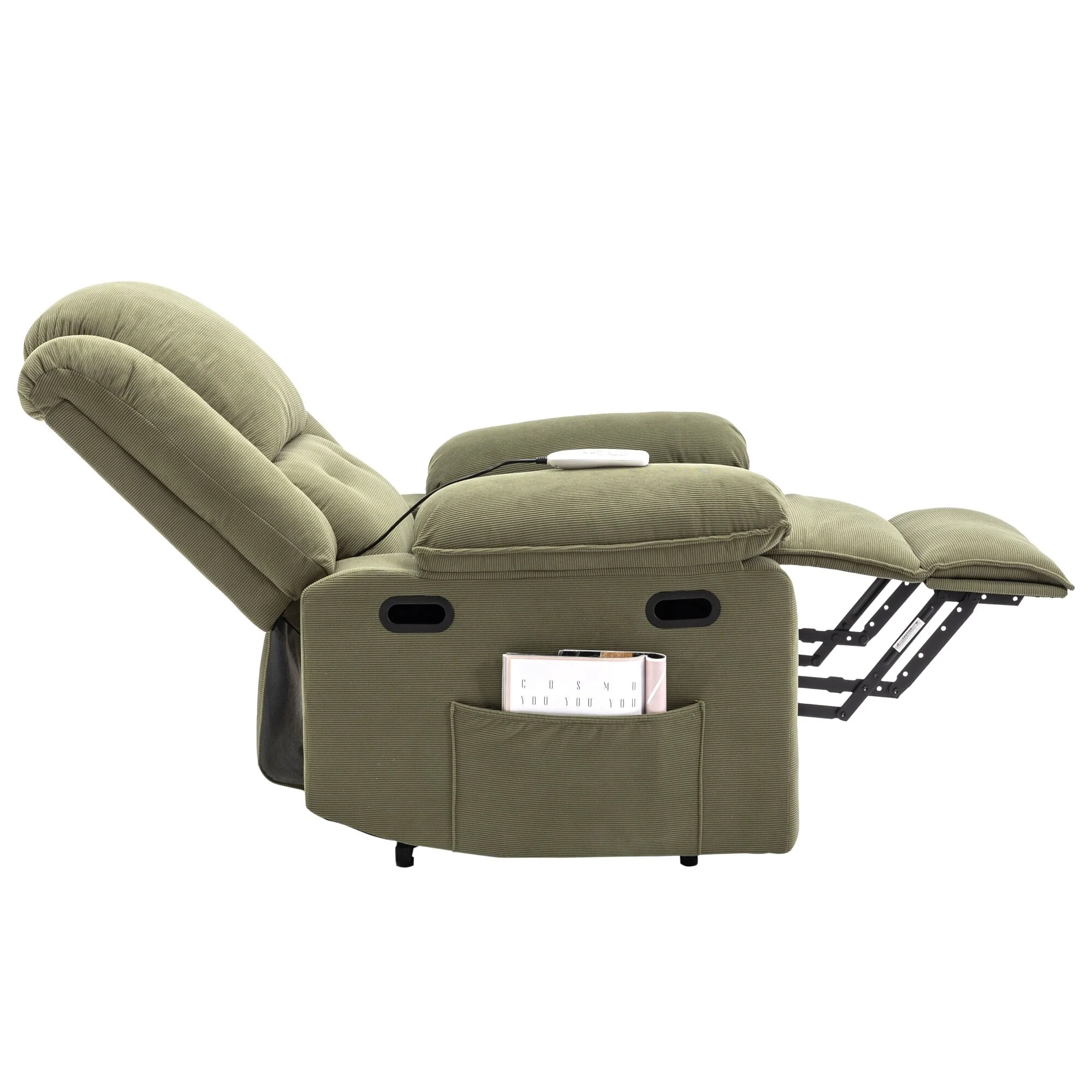 Beige Power Lift Recliner with Massage, Heating, Infinite Recline, Side Pockets, and Retractable Armrests