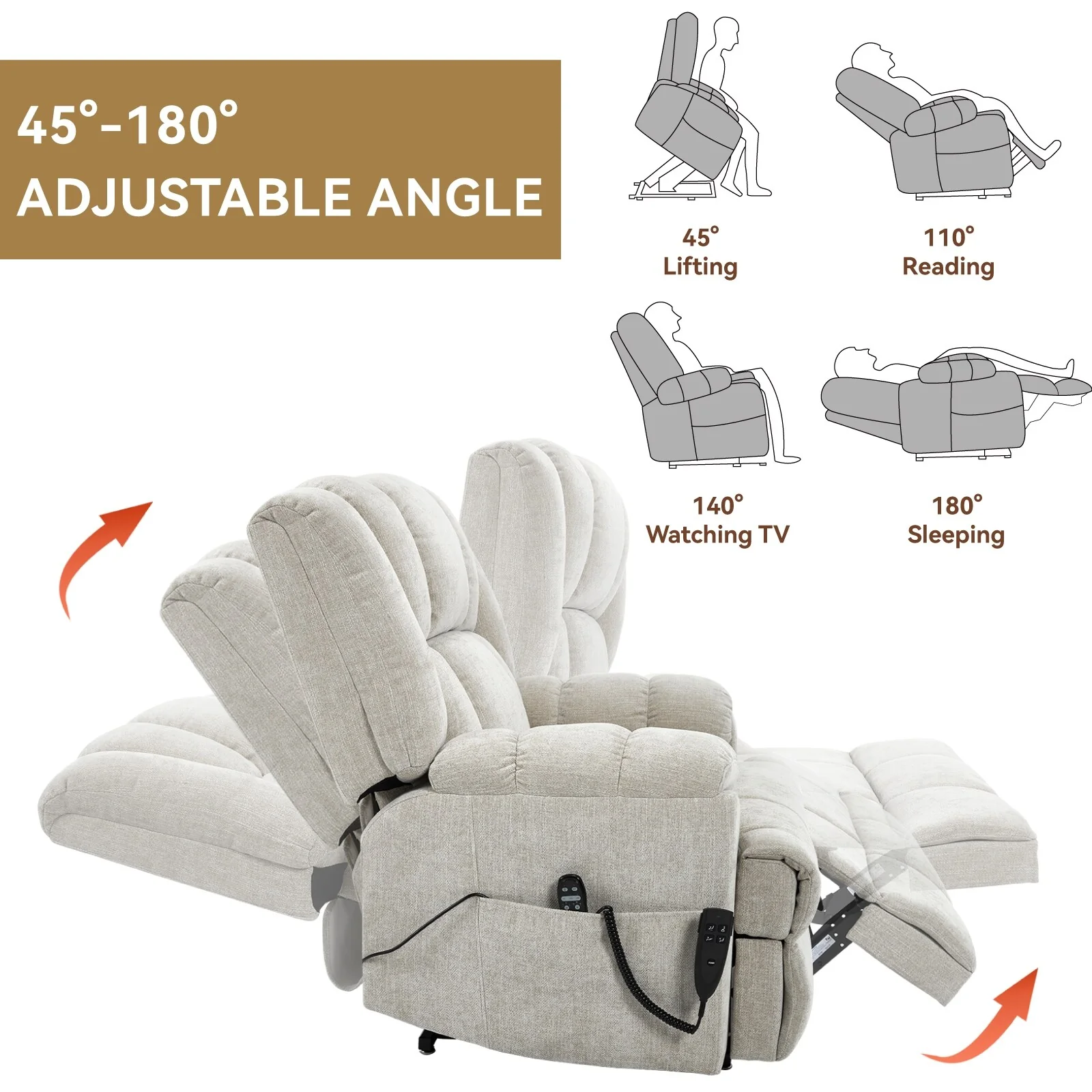 Electric Power Lift Recliners with Power-Remote