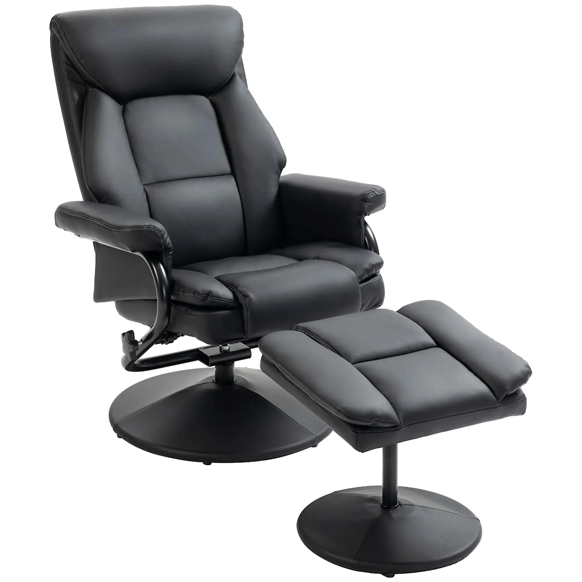 Recliner Chair with Ottoman Swivel, Faux Leather