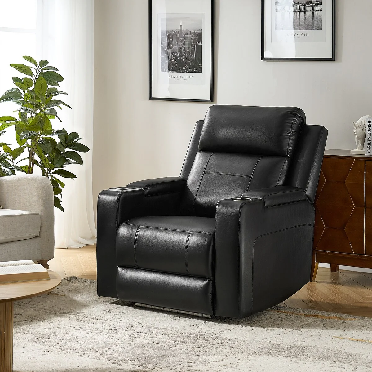 Marion Classic 35.5 Wide Power Recliner with Cup Holder by HULALA HOME