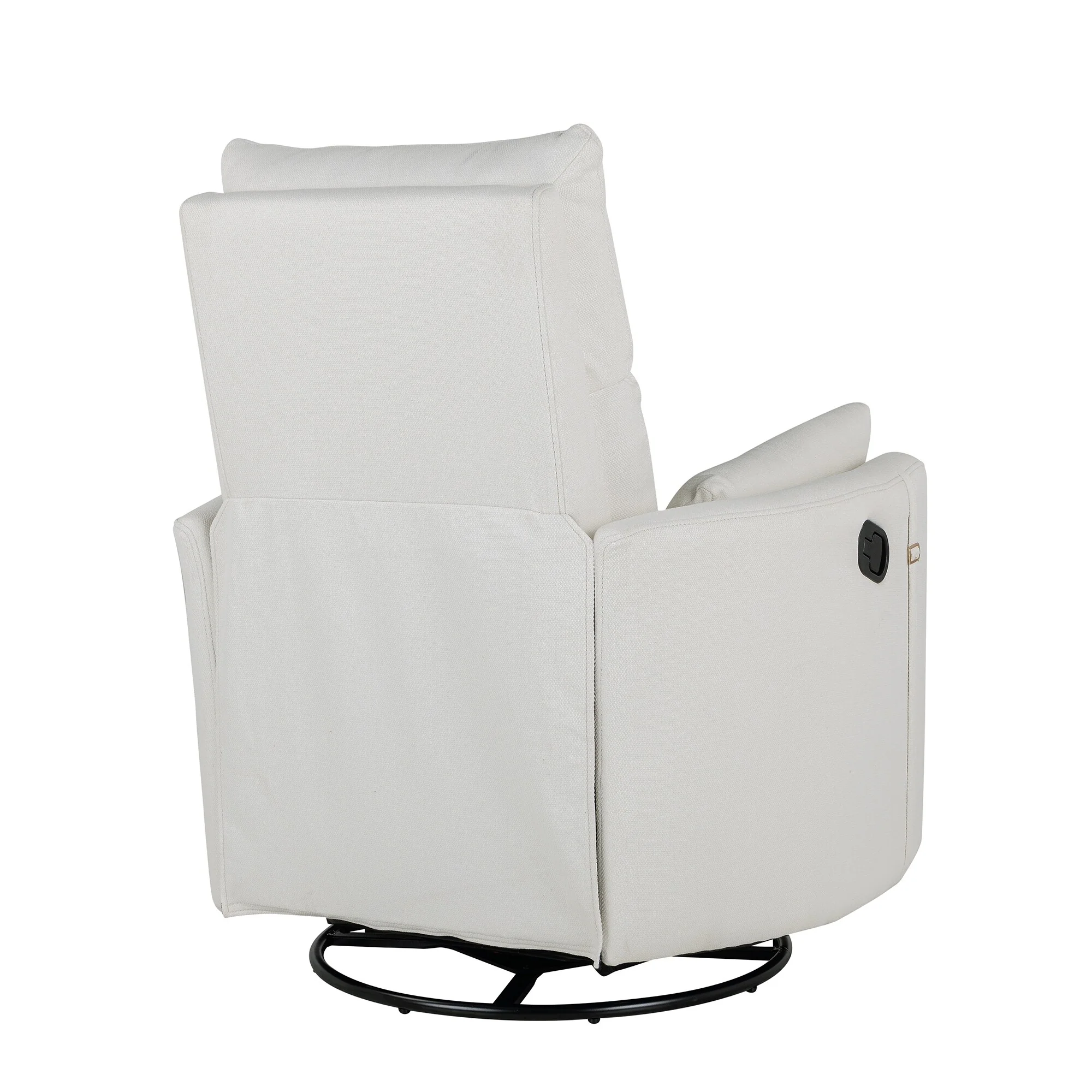 Beige Upholstered Swivel Rocker Recliner Chair with Manual Adjustment, 360�� Swivel, and Two Removable Pillows