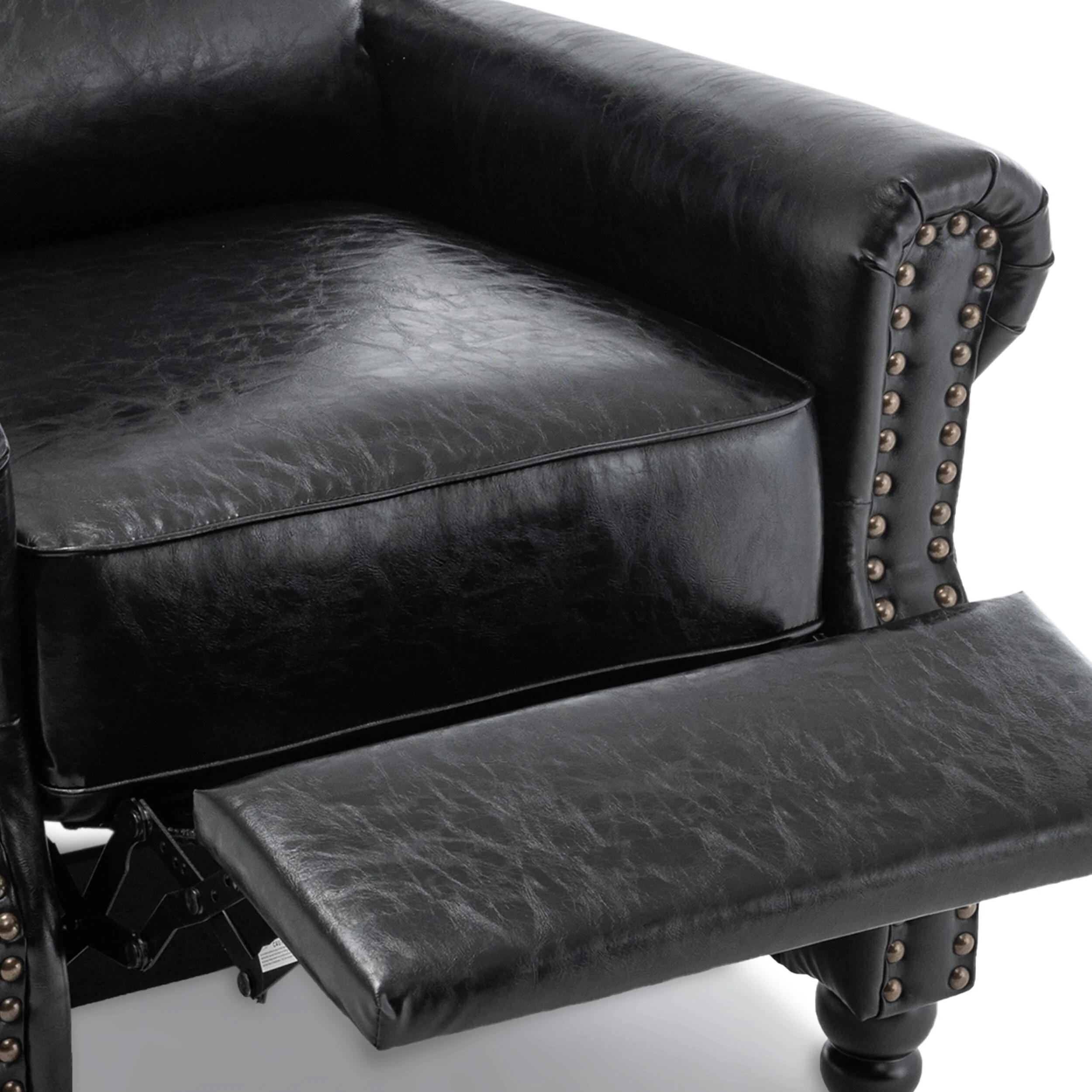 Alisa 35'' W Vegan Leather/ Linen Glider Push Back Recliner Chair