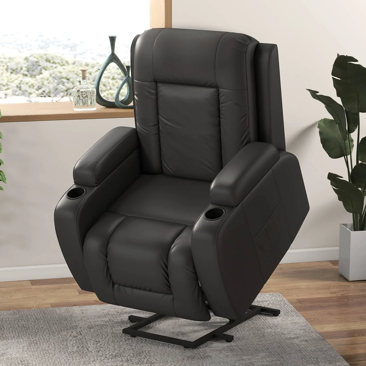 Furniwell PU Leather Power Lift Assist Recliner Chair with USB