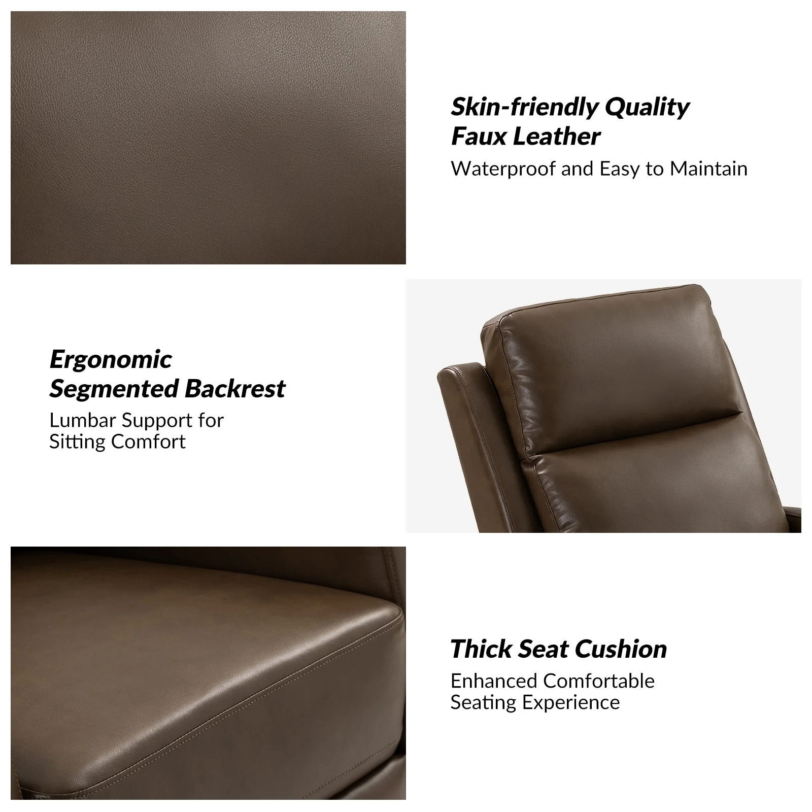 Esteban Modern Faux Leather Manual Rocking Swivel Recliner with Wingback