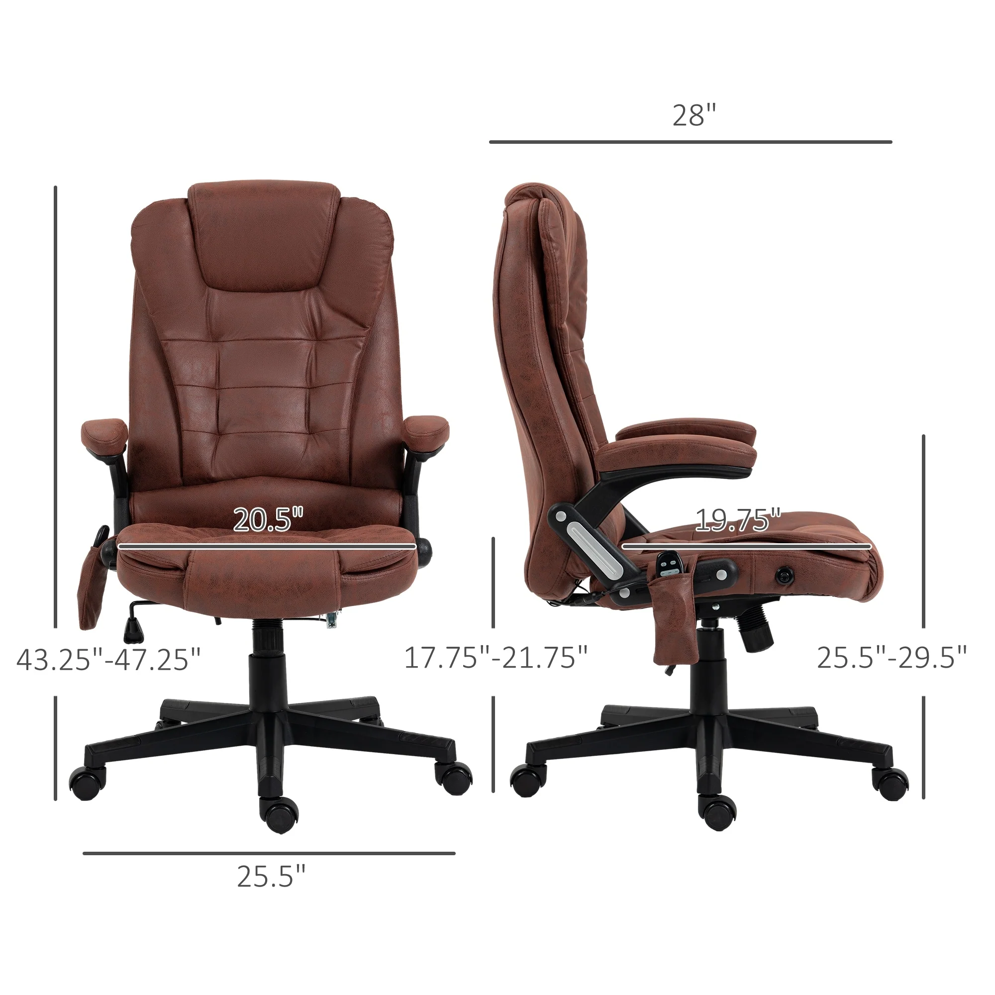 Heated Microfiber Executive Office Chair with 6-Point Massage, Reclining Backrest, Adjustable Height & Remote Control