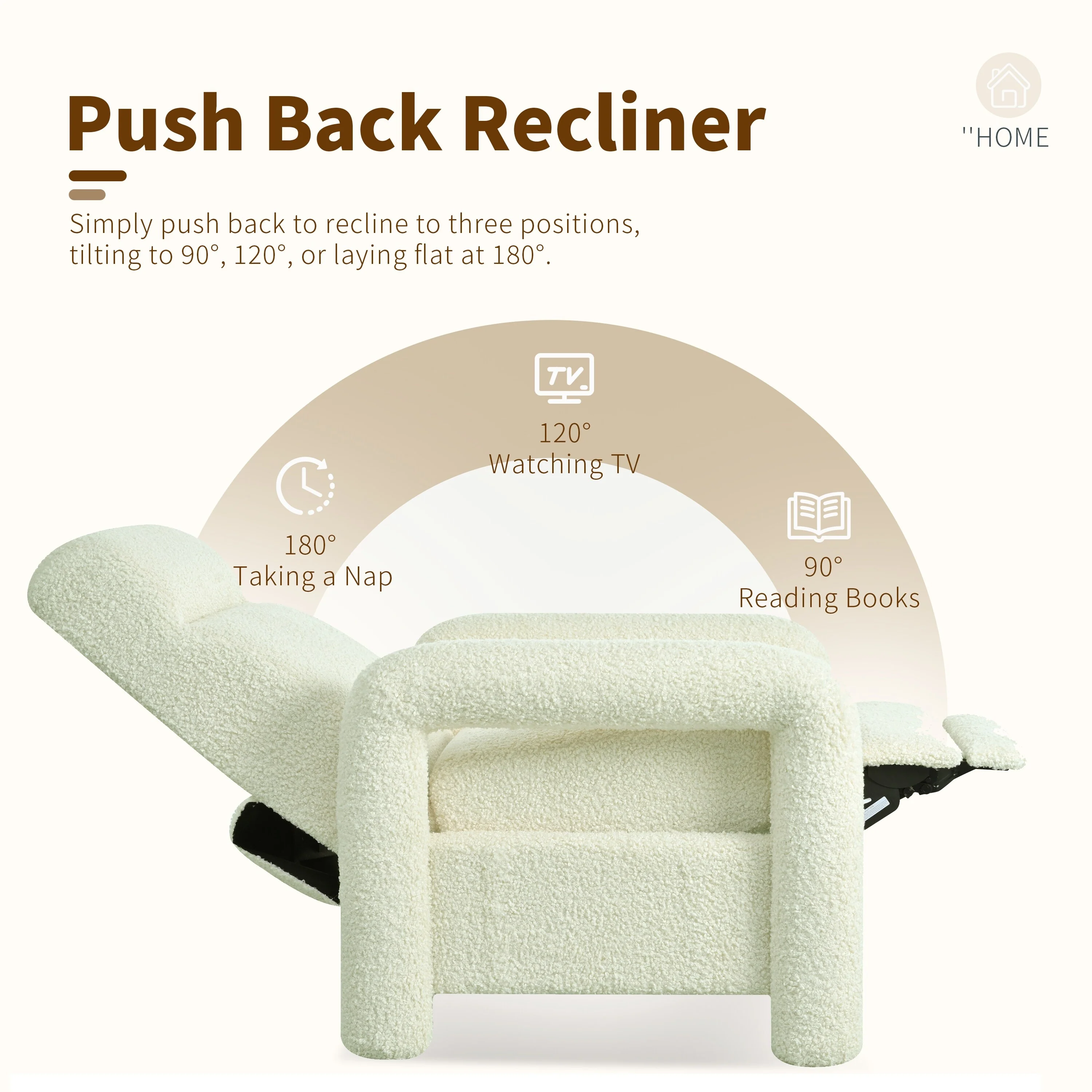 31.25 Push Back Recliner Armchair Upholstered