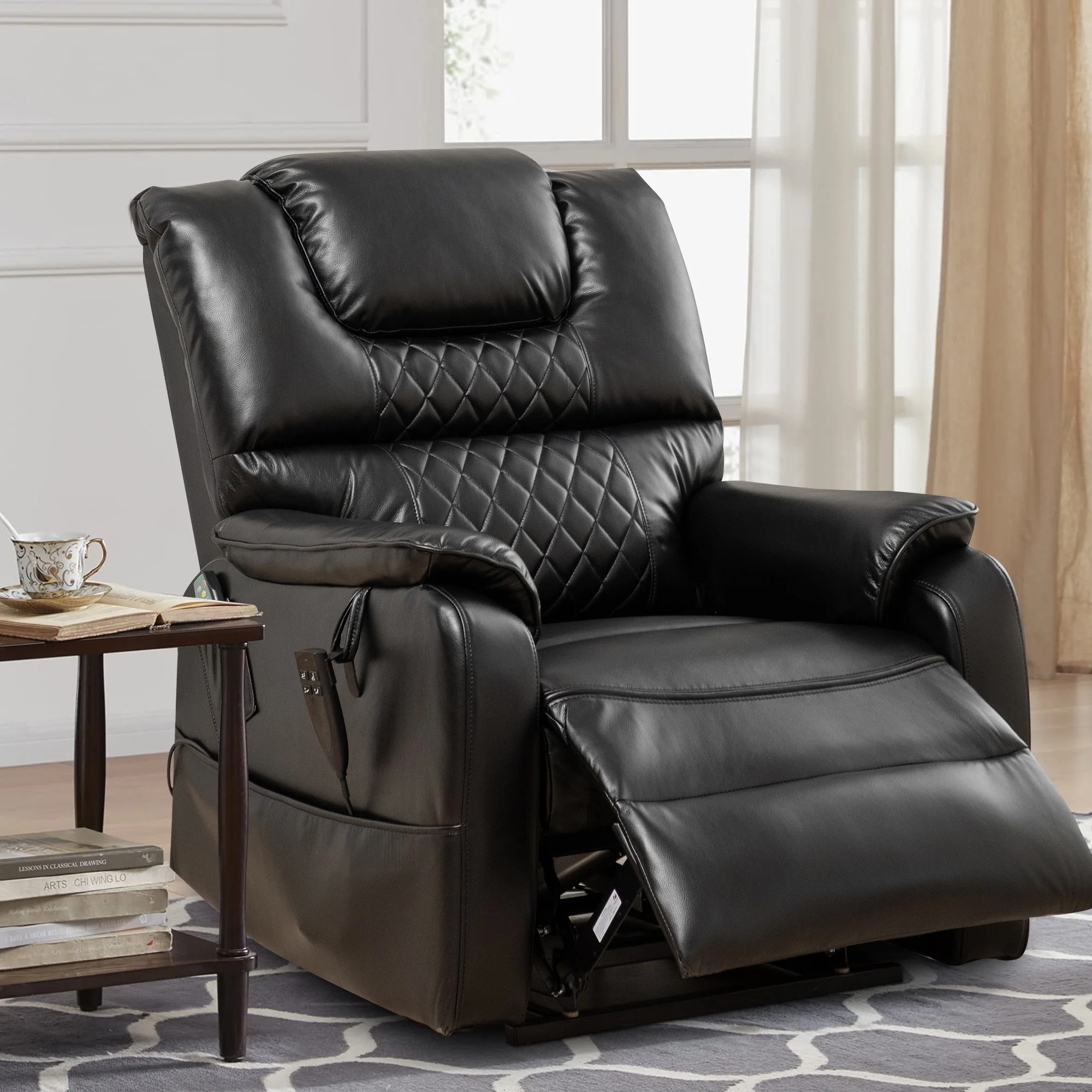 35.5W Dual Electric Power Lift Recliner,MassageHeat,180 degrees