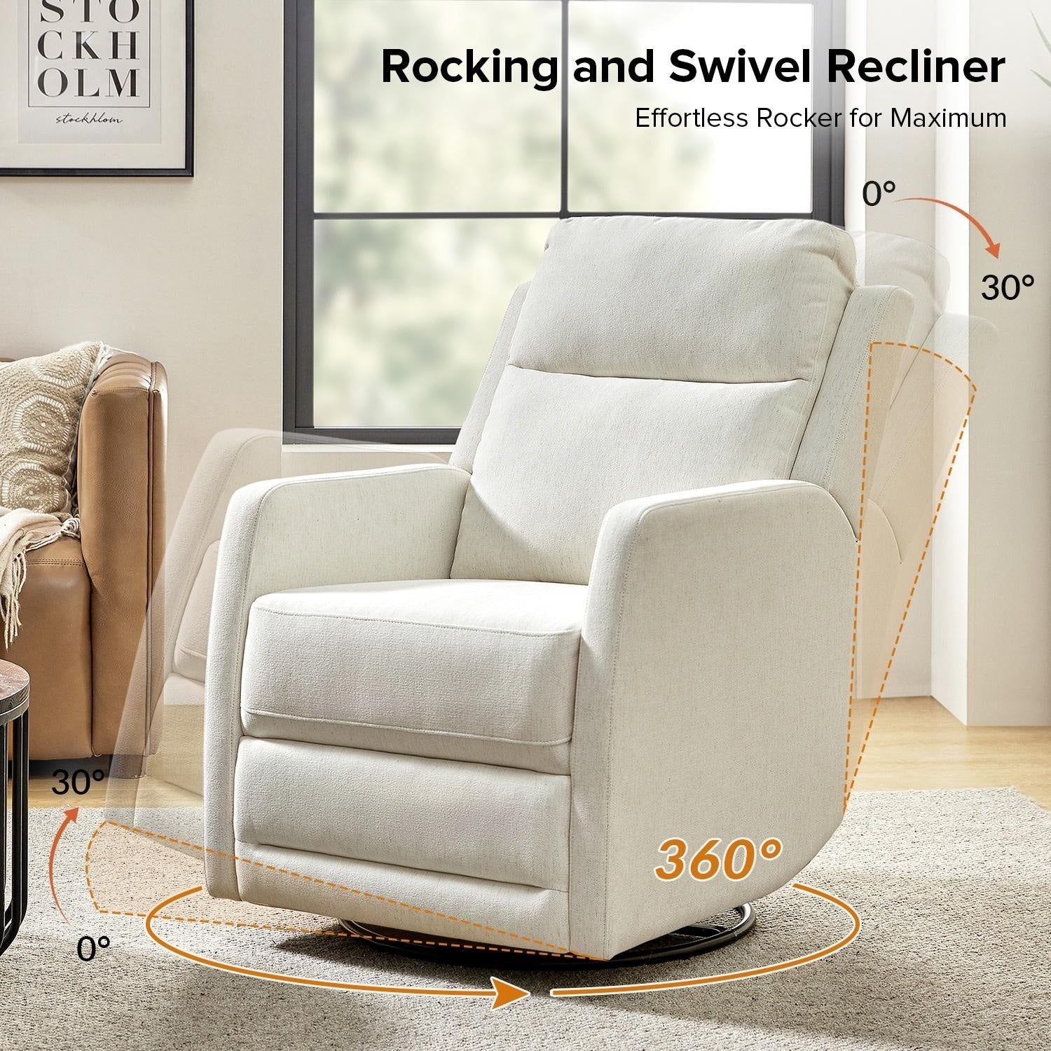 Diana Modern Polyester 360-degree Swivel Rocker Recliner by HULALA HOME