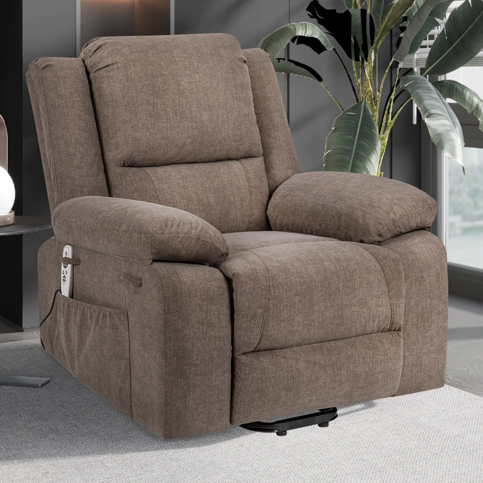 Reclining Lift Chair with Massage, Heating & Remote Control Pockets