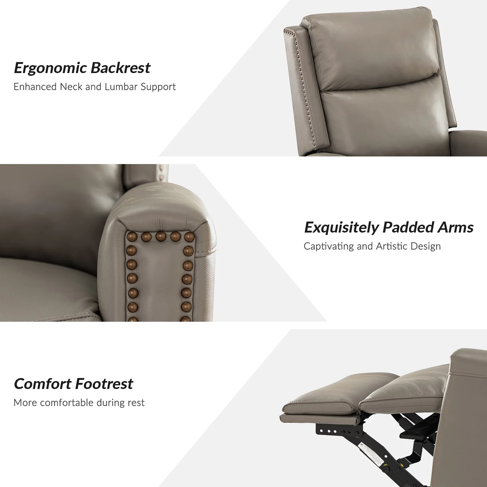 Fiacro 30.31Wide Modern Genuine Leather Wingback Swivel Rocker Recliner with Nailhead Trims