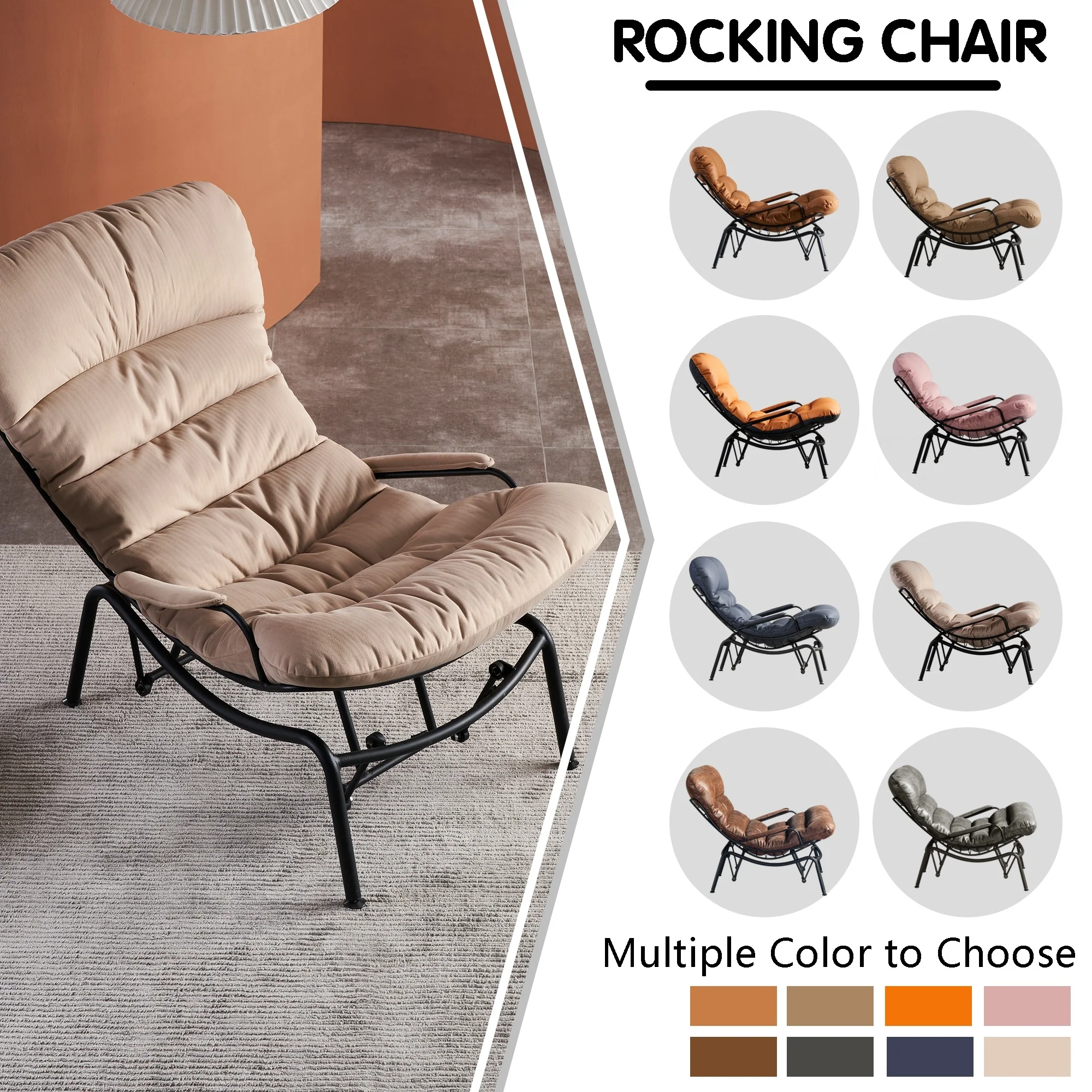 OVIOS Living Room Accent Chair Rocking Recliner Chair with Ottoman