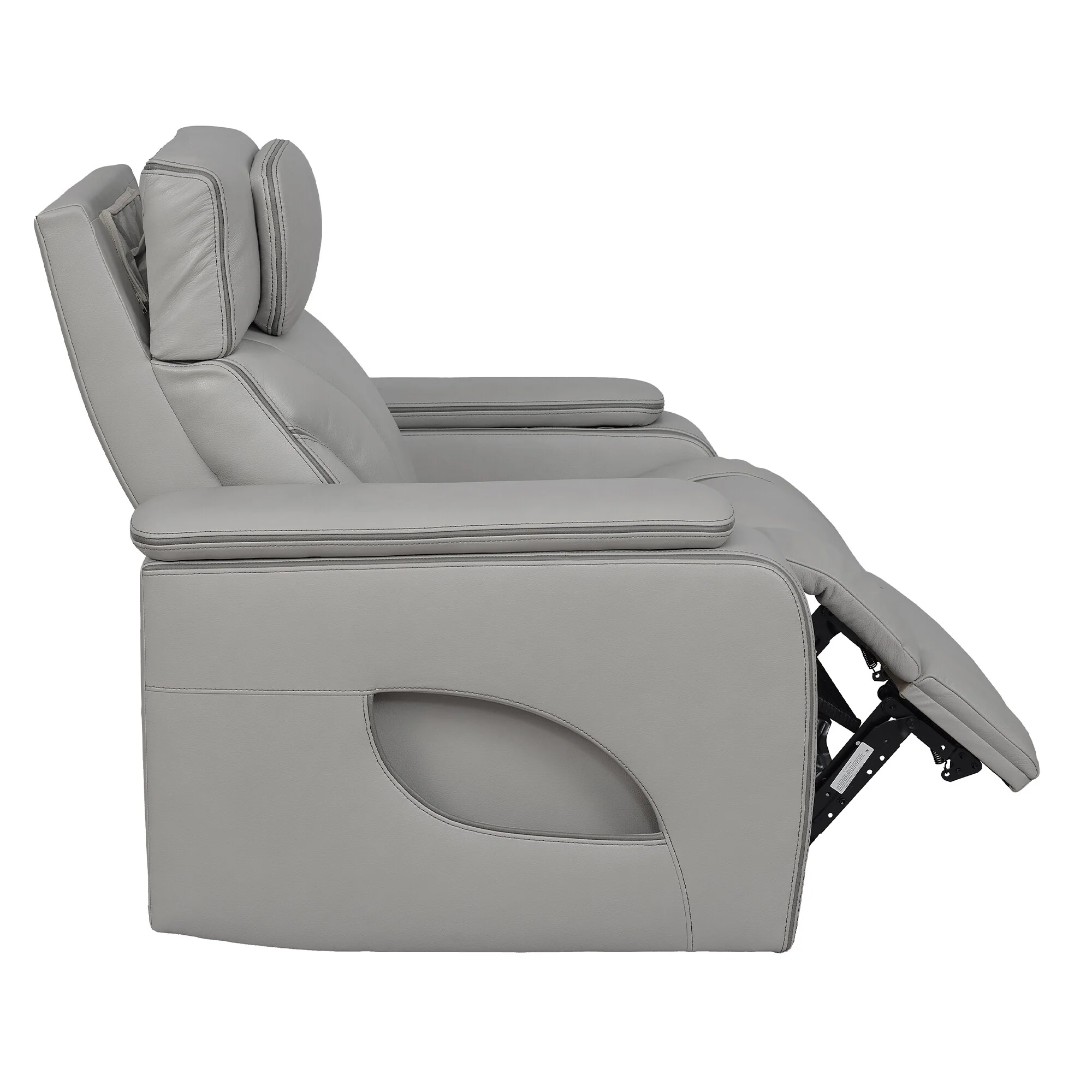 Octavia Silver and Gray Leather Zero Gravity Power Recliner with Heat and Massage