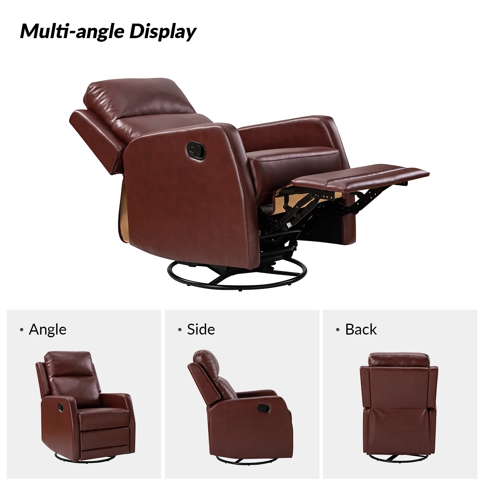 Esteban Modern Faux Leather Manual Rocking Swivel Recliner with Wingback Set of 2