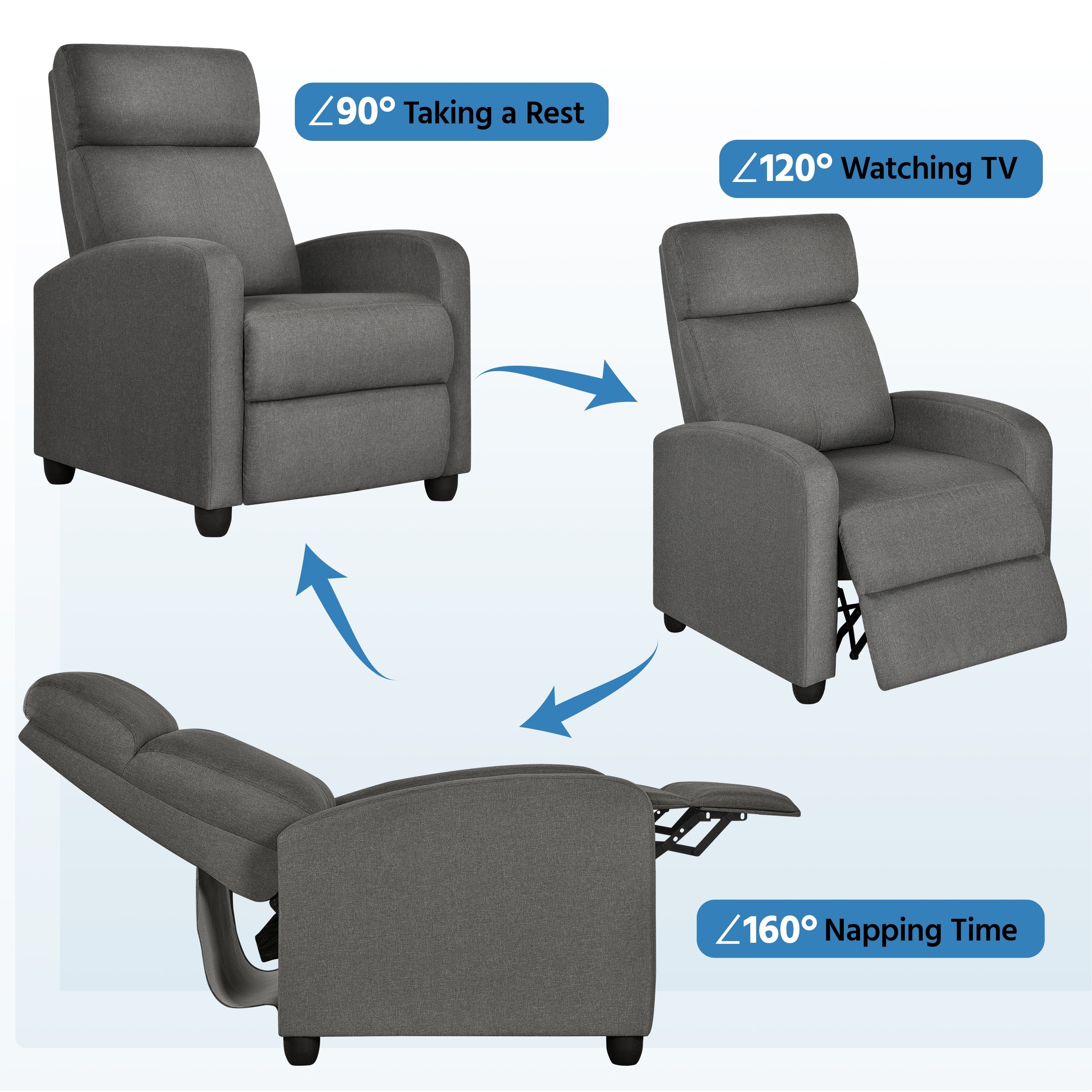 Yaheetech Modern Fabric Recliner Chair