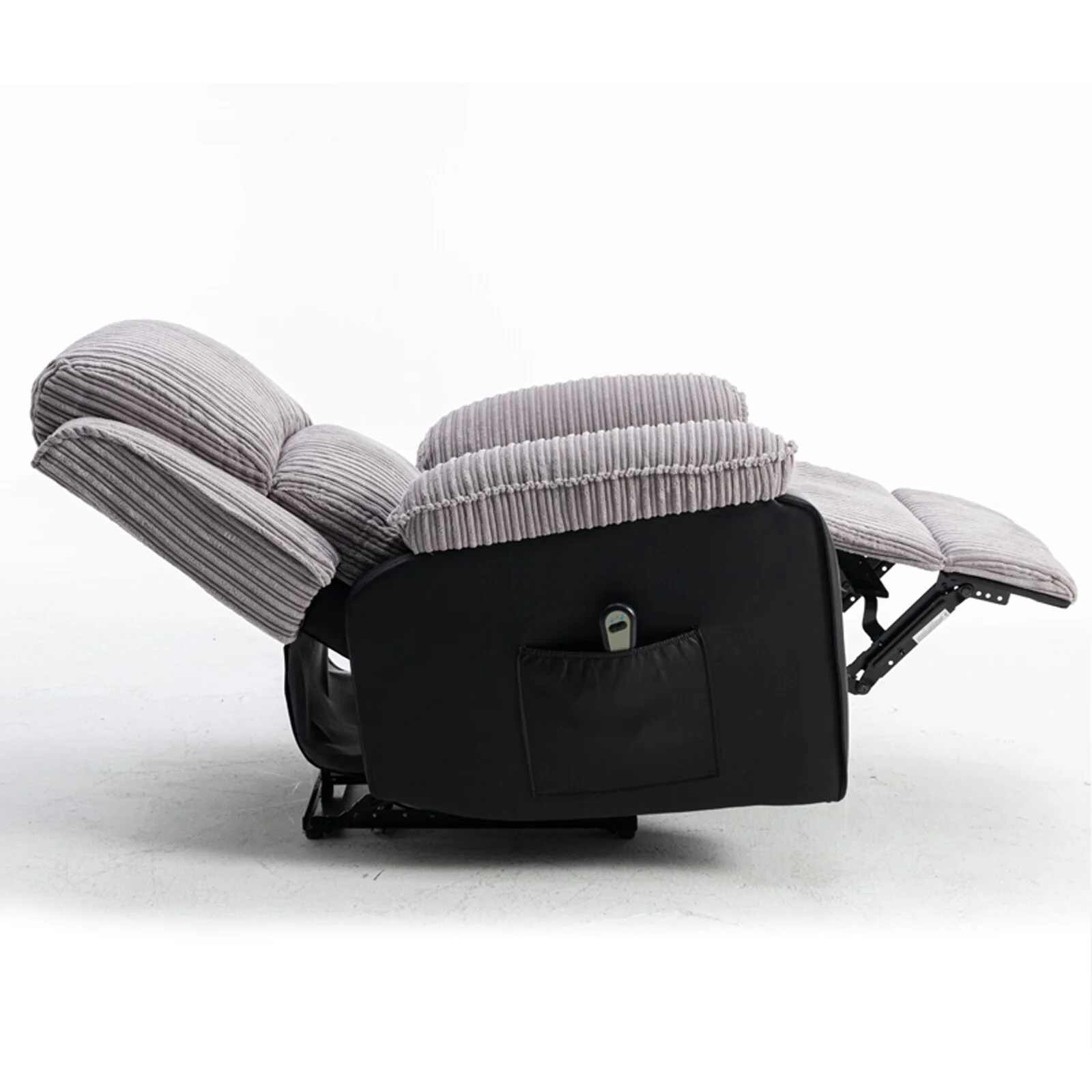 Grey Adjustable Fabric Recliner with Remote Control