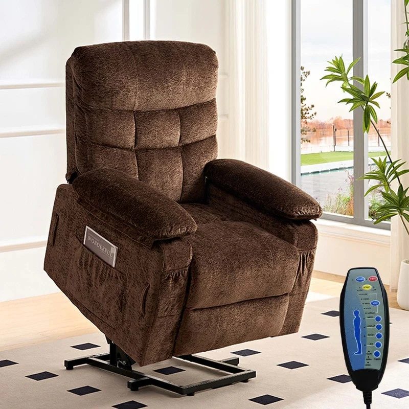 Mixoy Velvet Power Lift Recliners Chair,Dual Motor Heat Massage Electric Recliner Chair with Remote
