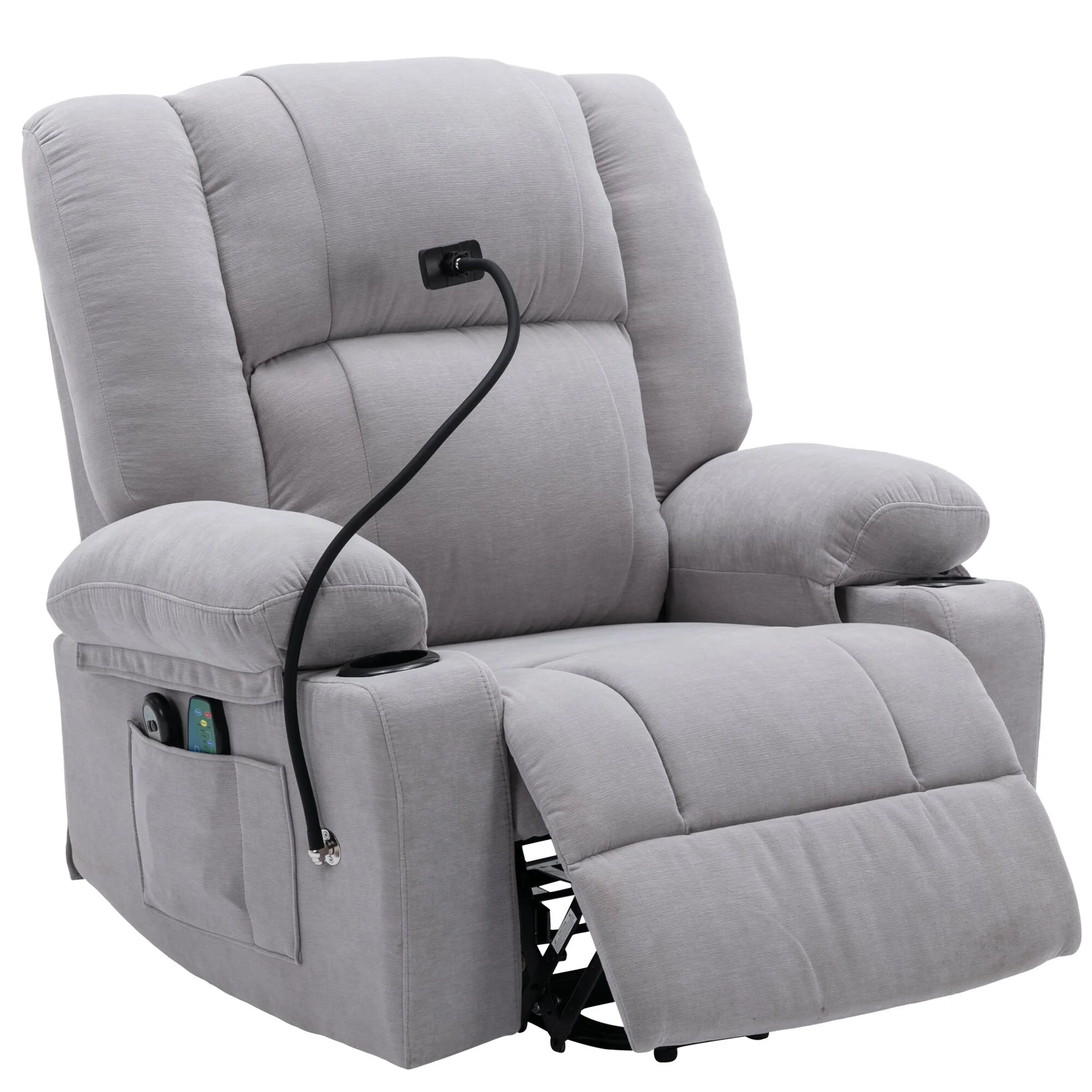 Electric Power Lift Recliner with Massage, Heat, Cup Holders, and Swivel