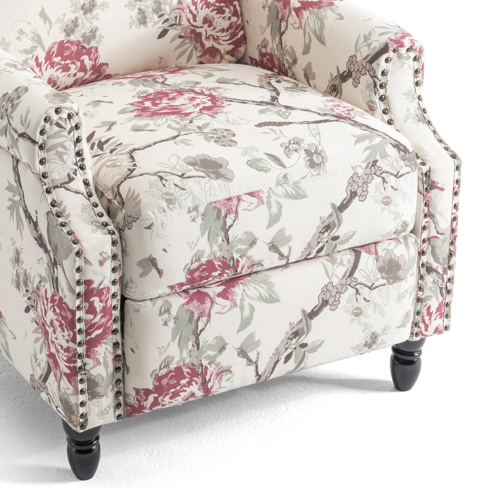 Linen Manual Upholstered Recliner with Wood Legs