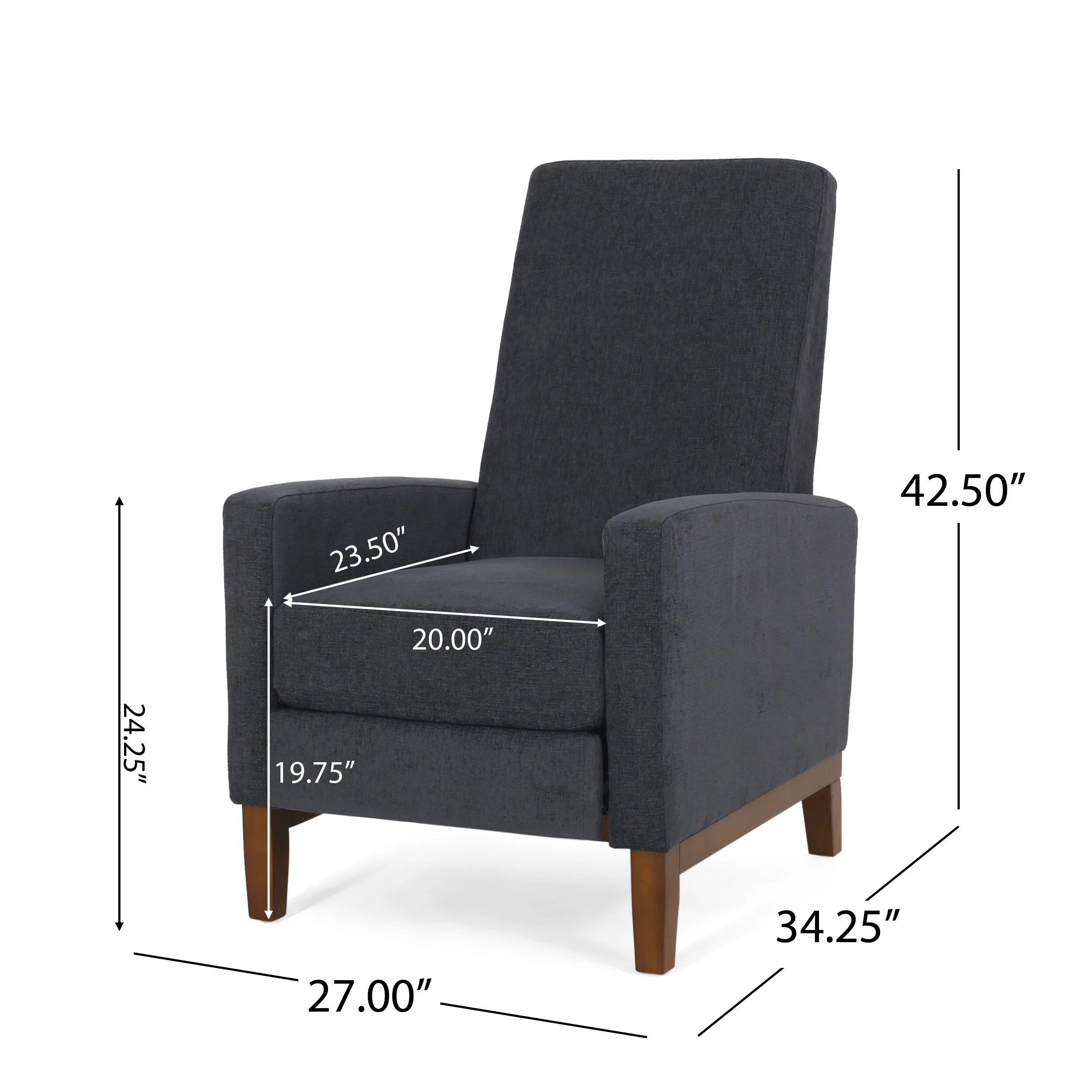 27'' Wide Wood Hand Manual Club Recliner