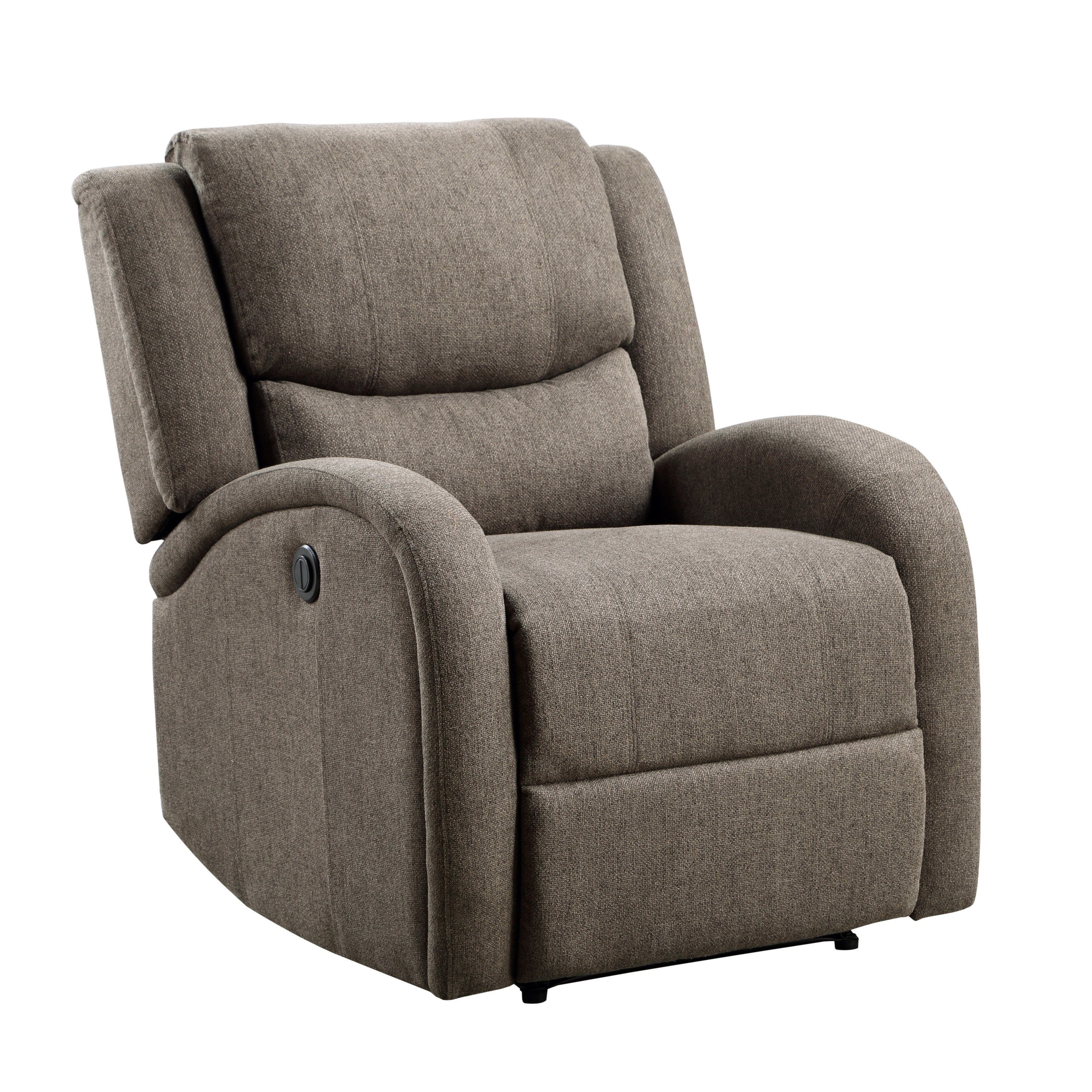 Modern Living Room Furniture 1pc Power Reclining Chair Brown Chenille Upholstery Plush Seating Solid Wood Frame