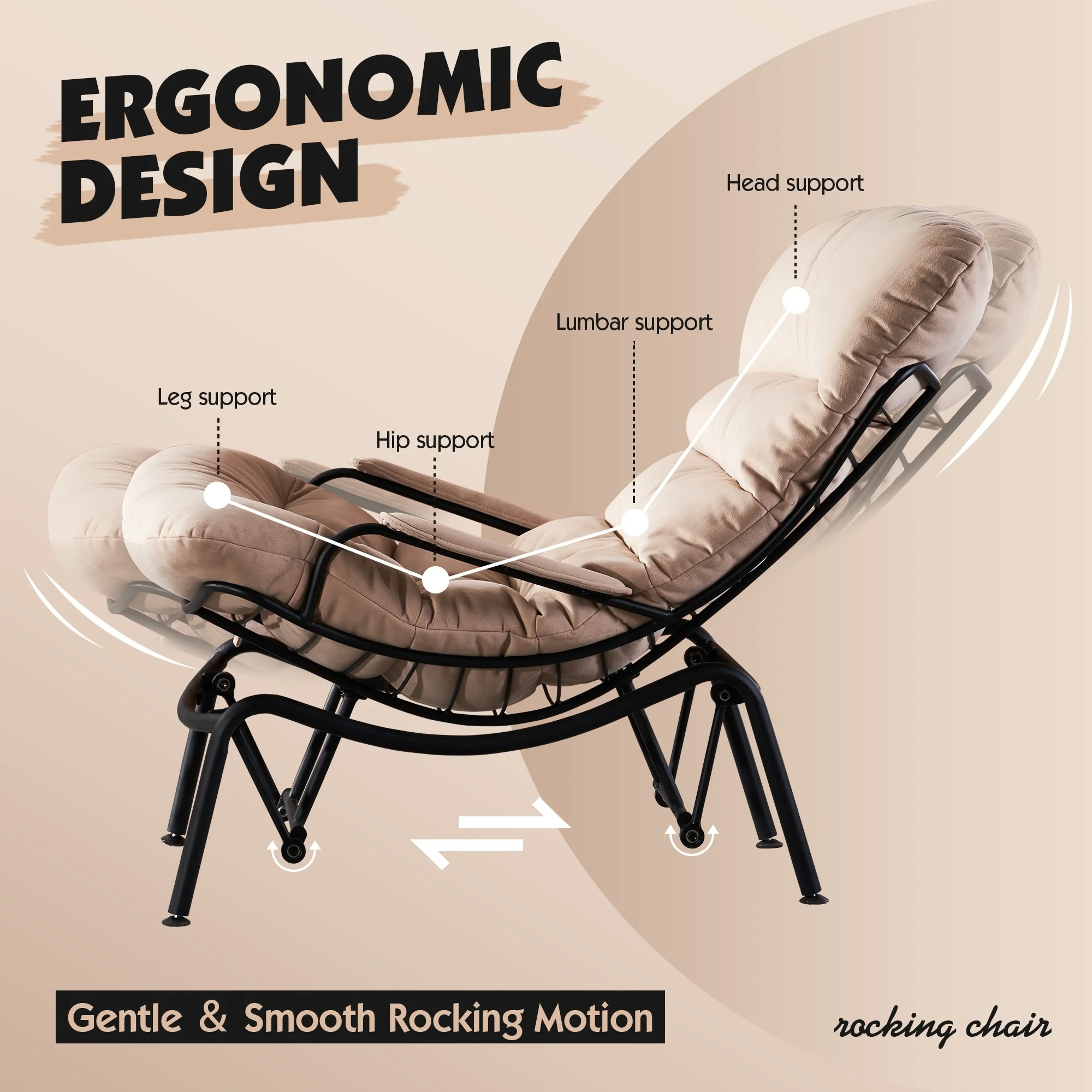 OVIOS Living Room Accent Chair Rocking Recliner Chair with Ottoman