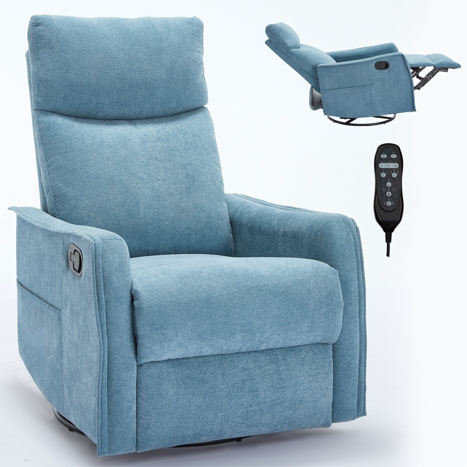 Heat Massage Manual Recliner Chair with Rocker and Swivel