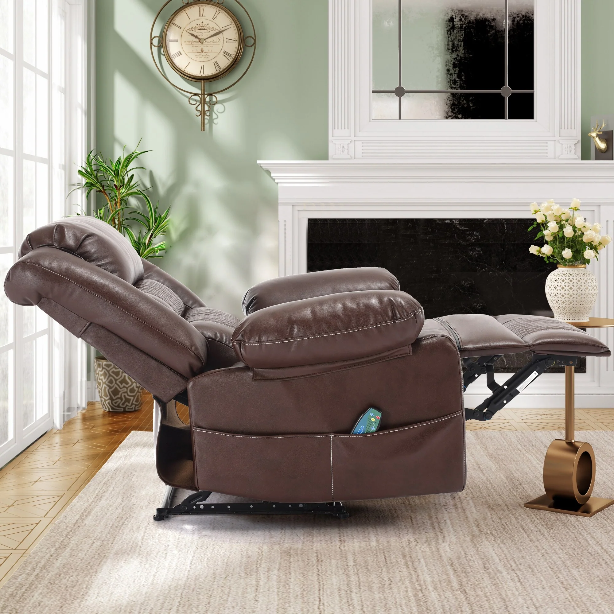 Manual Recliner Chair with 8?Point Massage, Lumbar Heat & Multi?Angle Recline