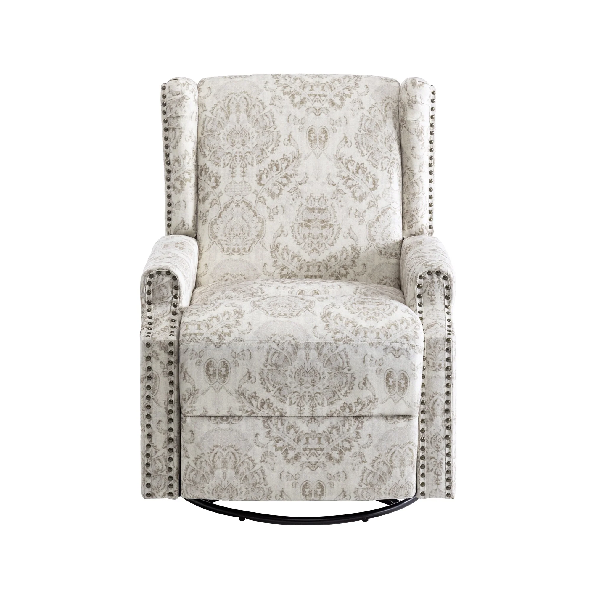 Linen Manual Swivel Base Recliner Chair with Footrest