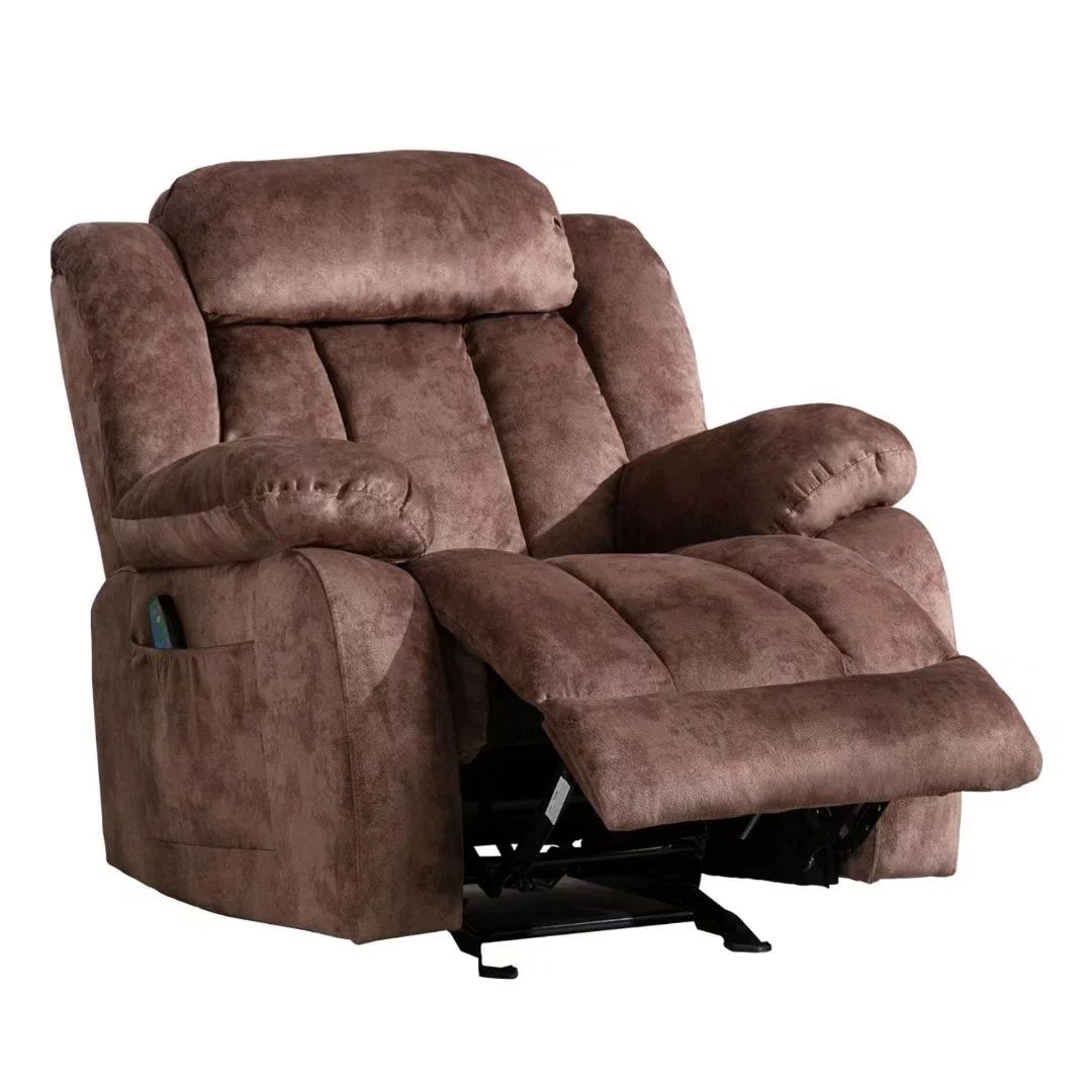 Soft Fabric Overstuff Manual Recliner with Massager and Heat