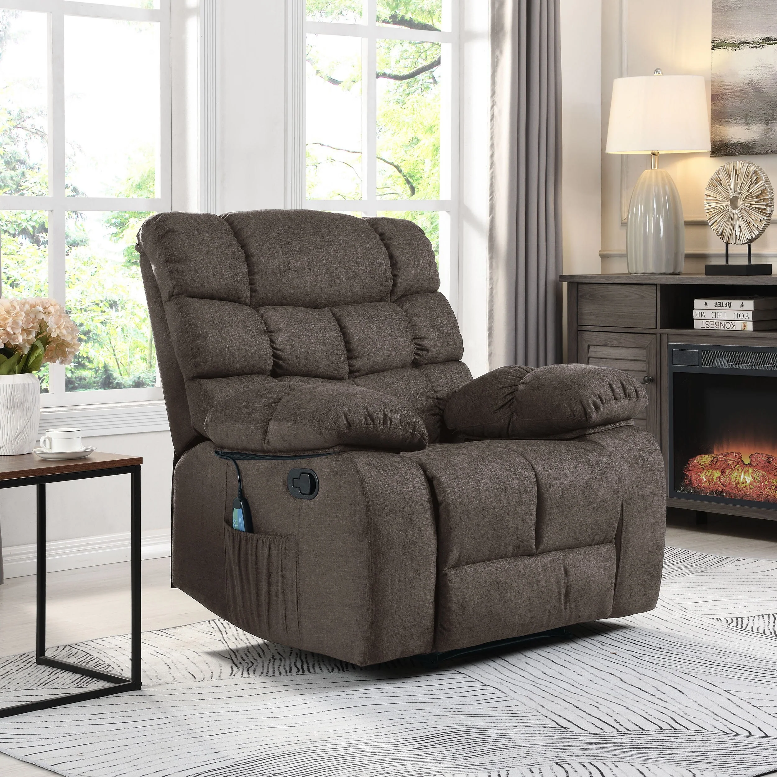 Modern Massage Recliner Chair with Pillow Tufting & Manual Recline