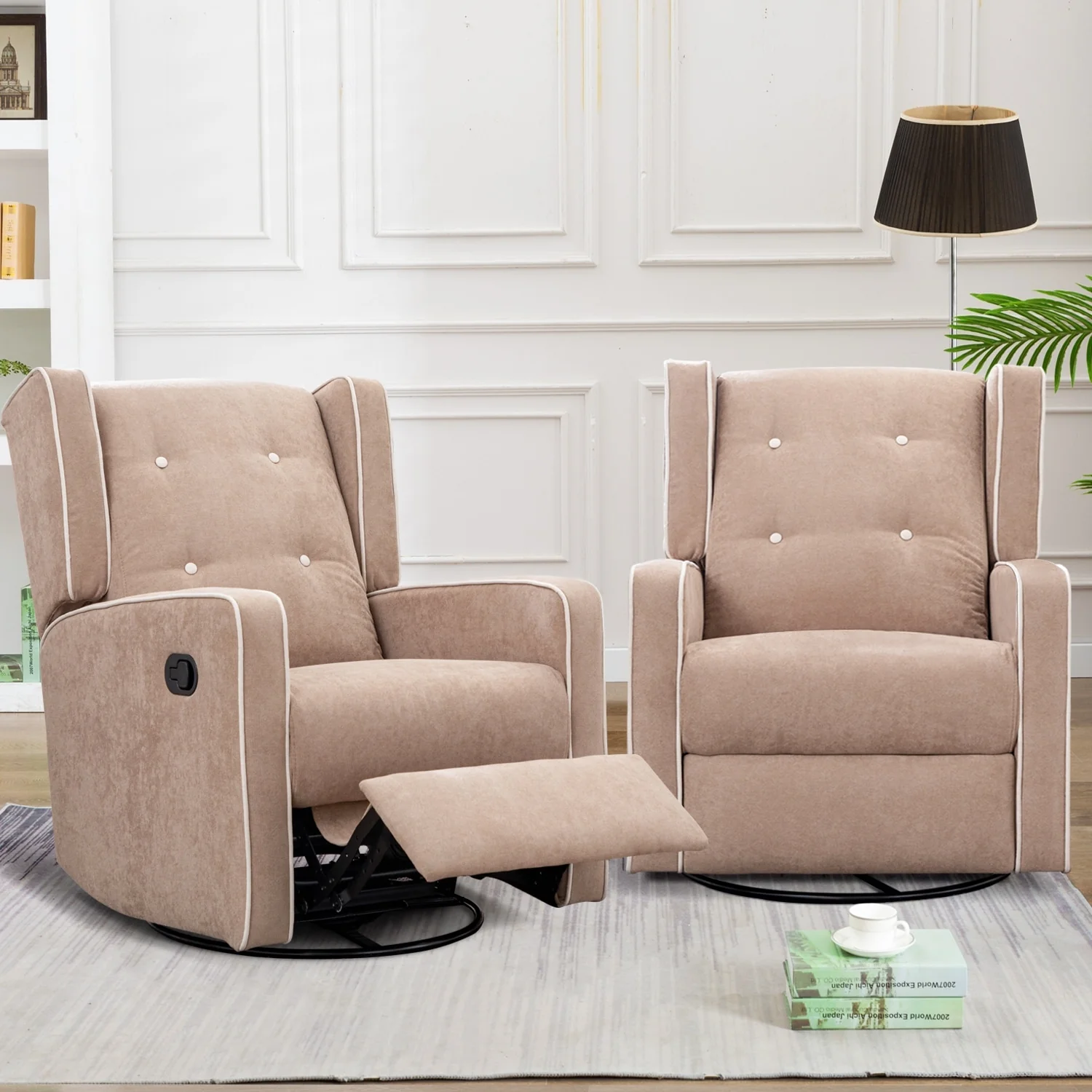 Racing Swivel Rocker Recliner Chair Single Seat Set of two