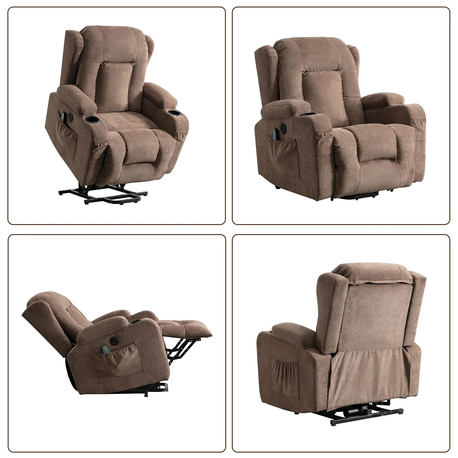 Modern Power Lift Recliner Chair w/Massage  Heat, Infinite Position