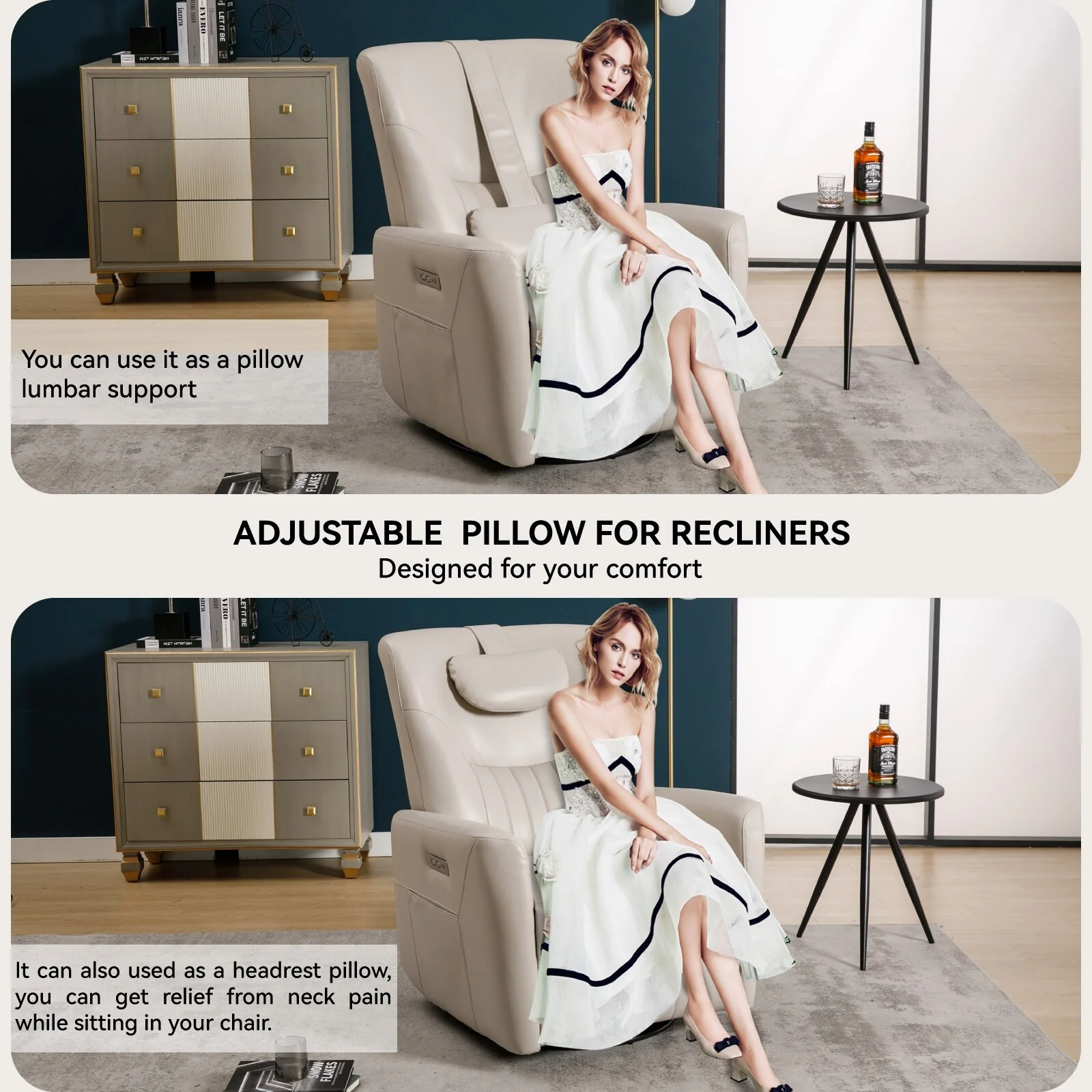 Swivel and Rocker Power Recliner Chair with Lumbar