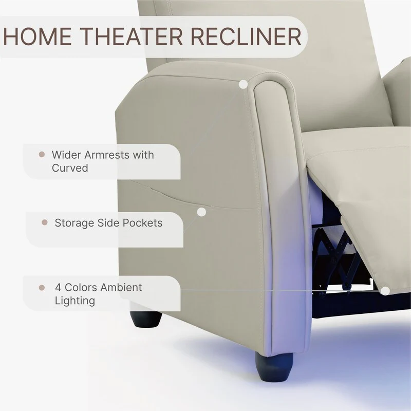 Andrea Recliner Chair with LED Lights, Heating  Massage