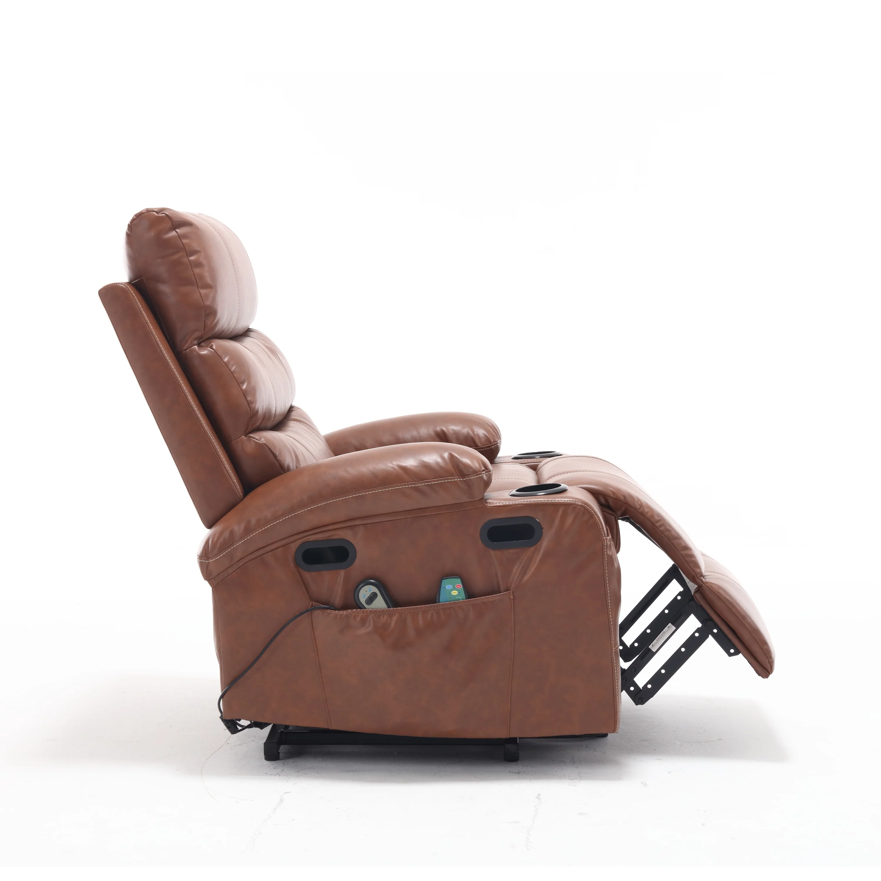 PU Leather Power Lift Recliner with Massage, Heating & Cup Holders