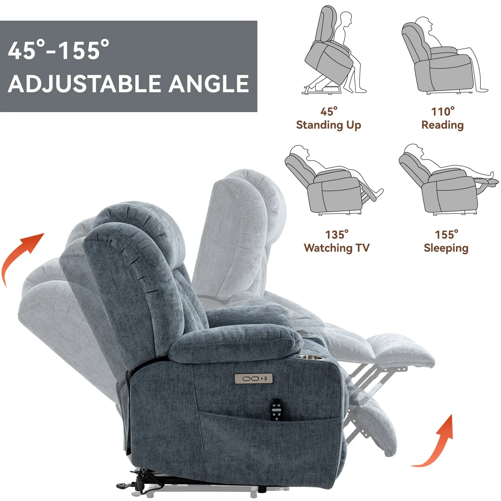 Chenille Power Lift Recliner Chair