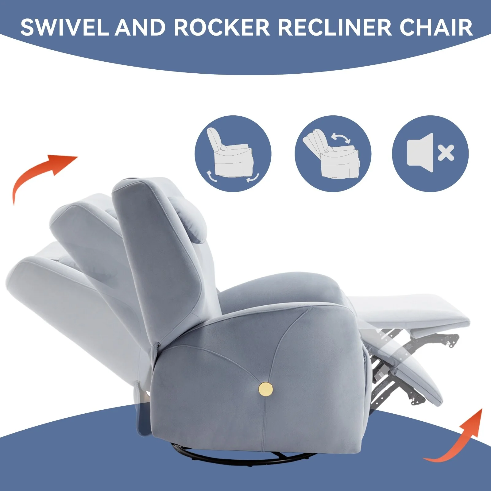 Swivel and Rocker Power Recliner Chair with Lumbar