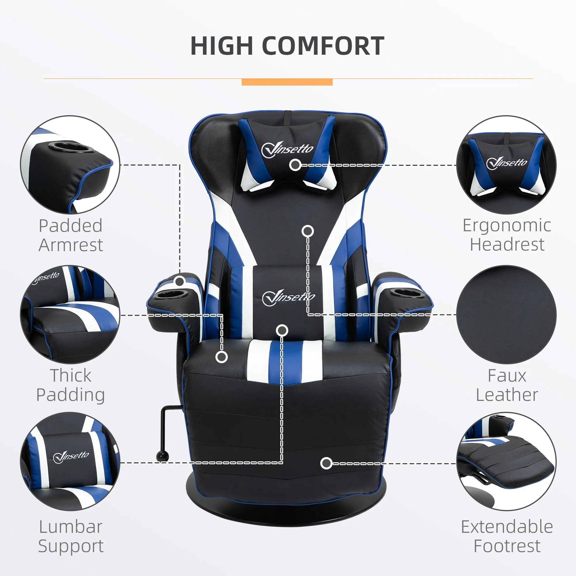 Racing Style Computer Recliner with Lumbar Support